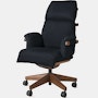 Ramus Chair - High Back,  Comfort Leather,  Black,  Walnut,  Satin Brass,  Hard Floor Caster
