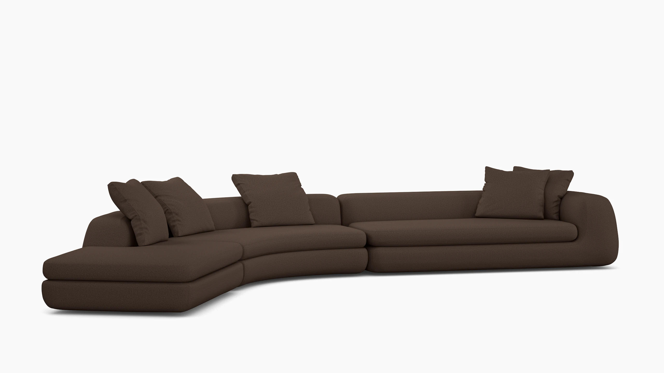 A right-facing Atlason Americano Corner Sectional in chocolate viewed from an angle.