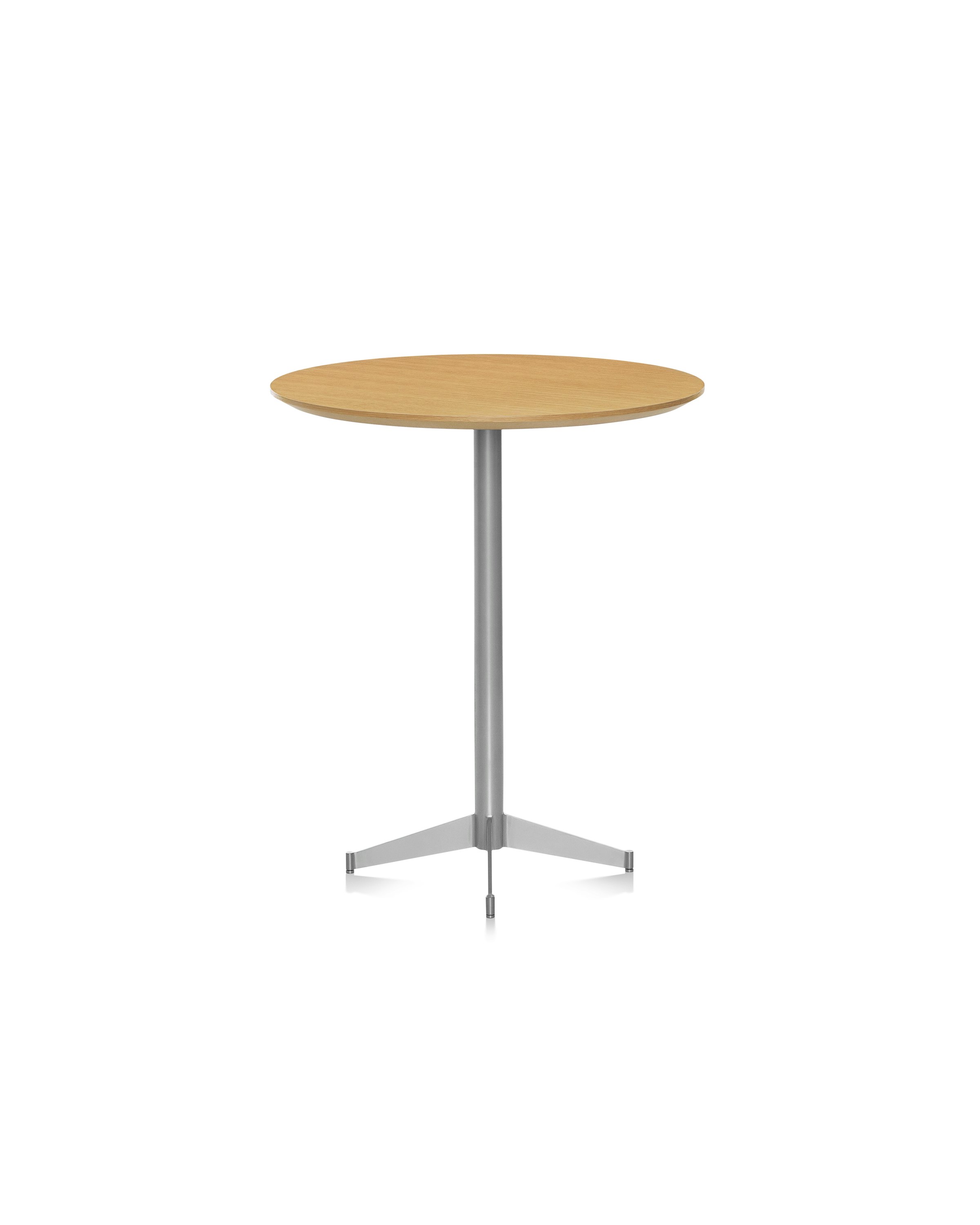 A café-height MP bistro table with a round wood top in a light finish.