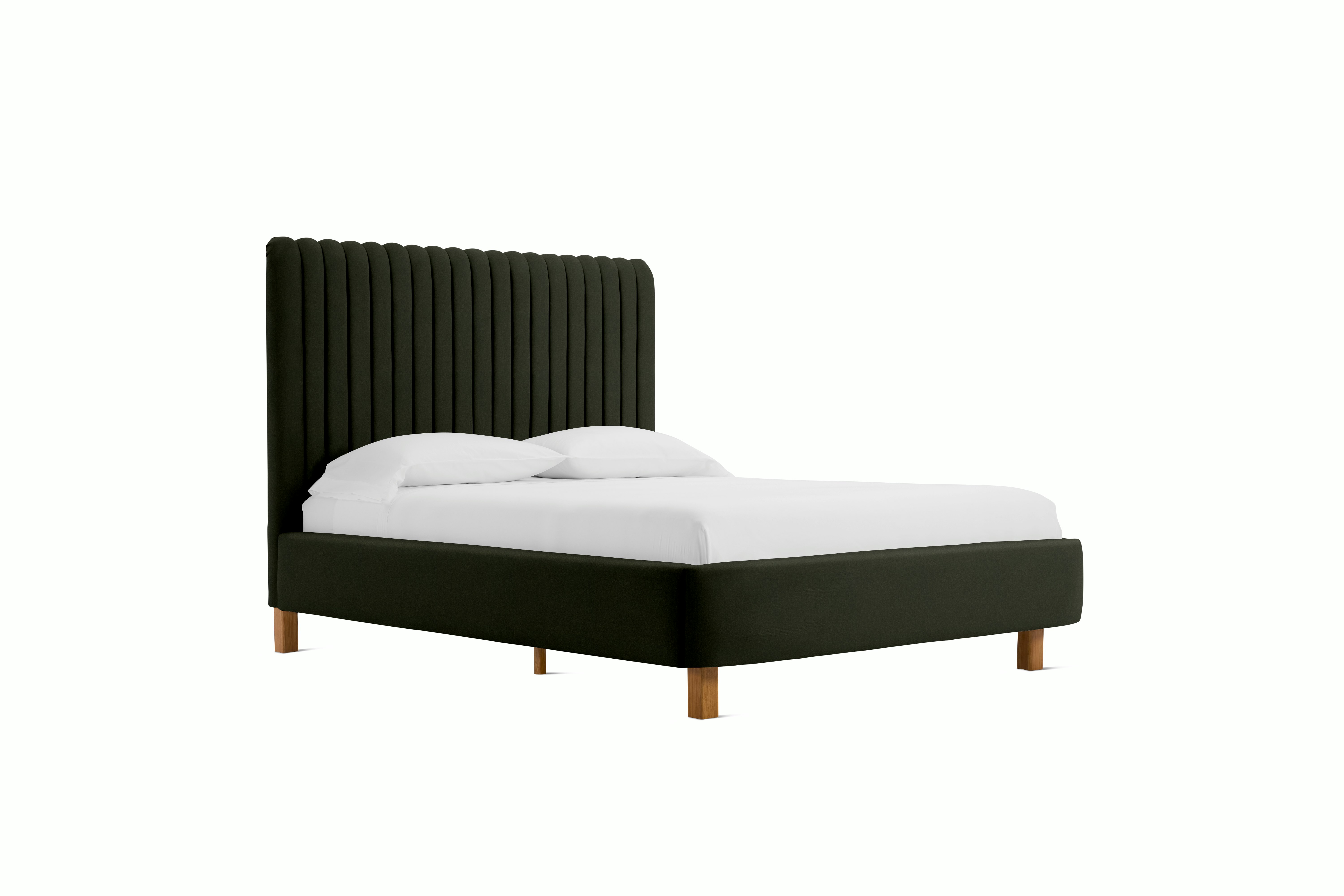 Charlotte Bed - Grand,  Queen,  Oak,  Crypton Sintra Velvet,  Moss
