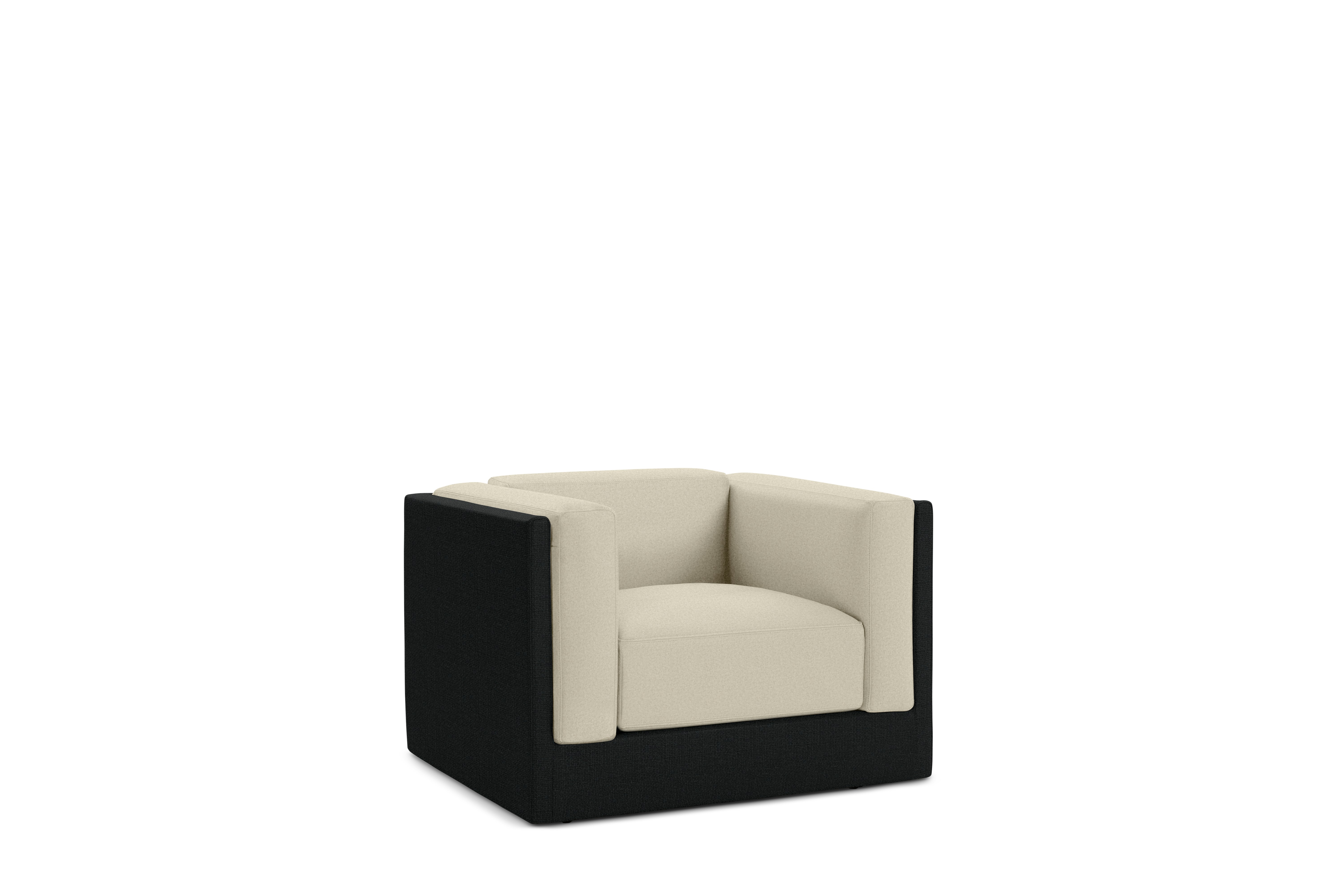 Symme Armchair - Fabric Frame,  Pebble Weave,  Cinder,  Pecora,  Cream