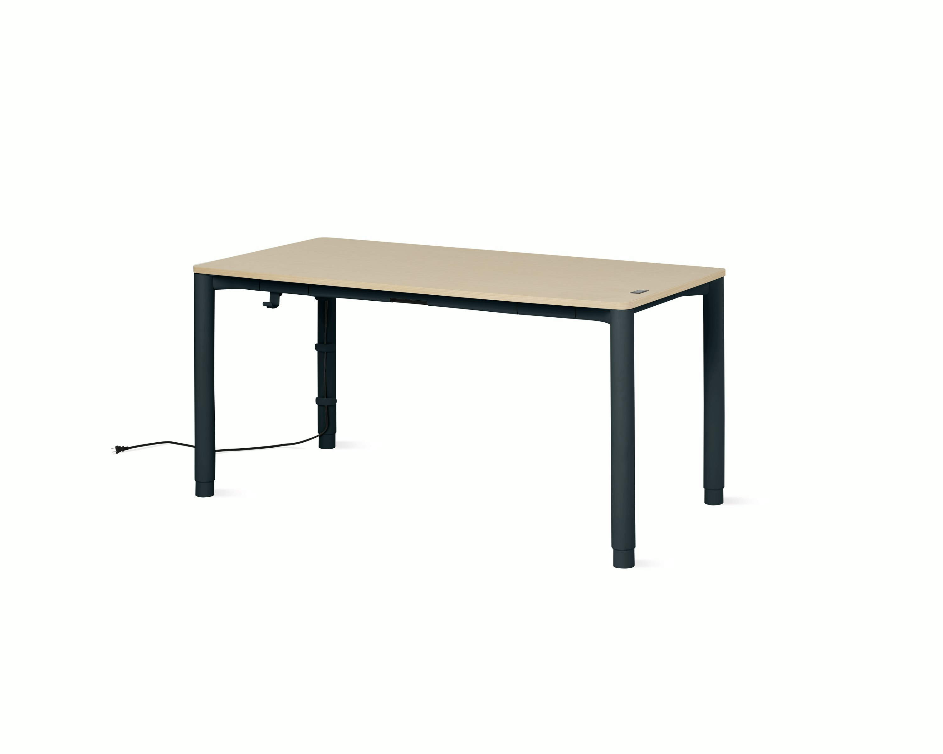 Spout S2S Table - 30" x 60"",  Veneer Clear on Ash,  Nightfall,  With Cable Tray,  With Storage Drawer,  Standard Height"
