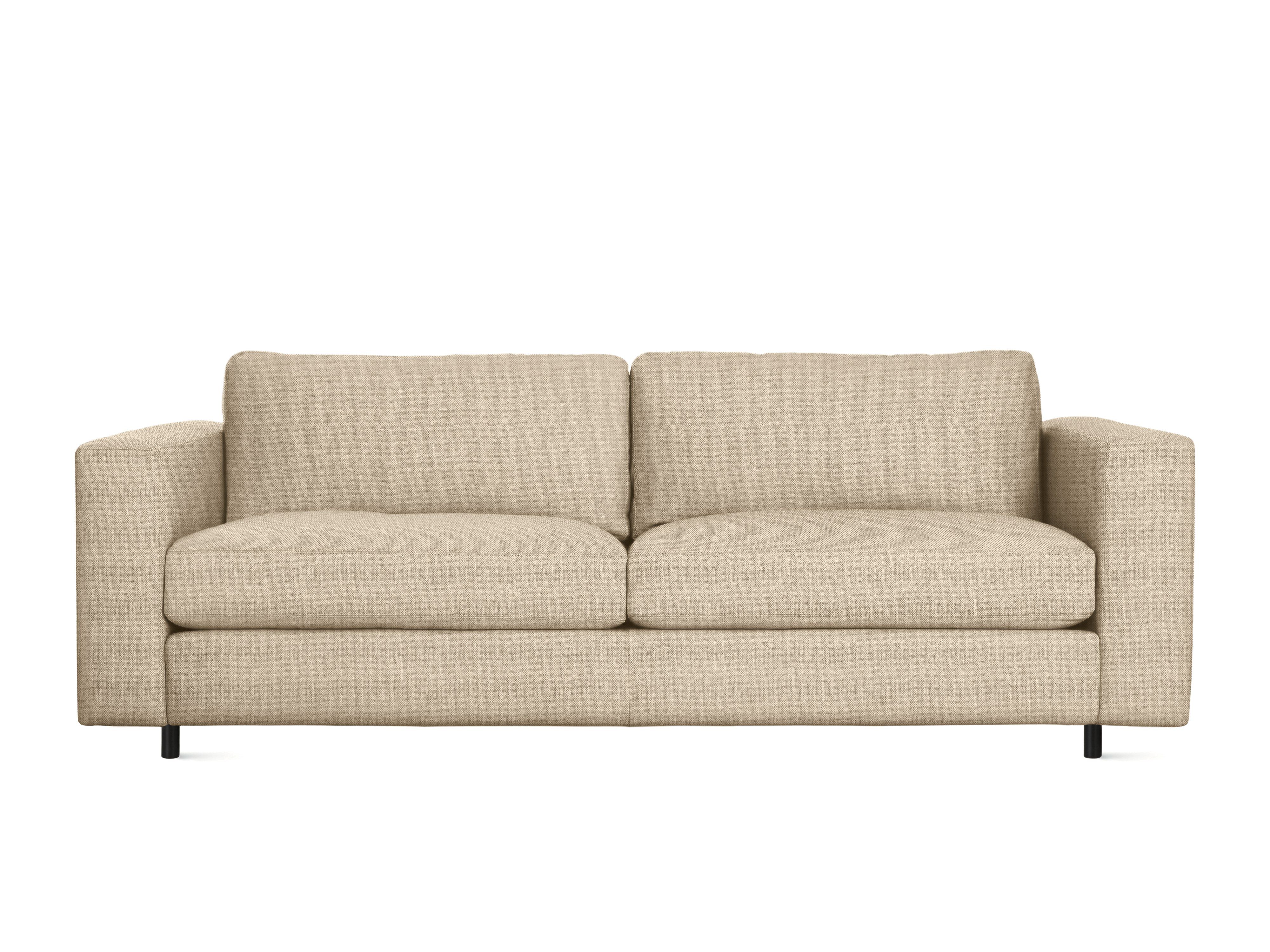 A Reid Sofa in Mode Basket, Black viewed from the front.