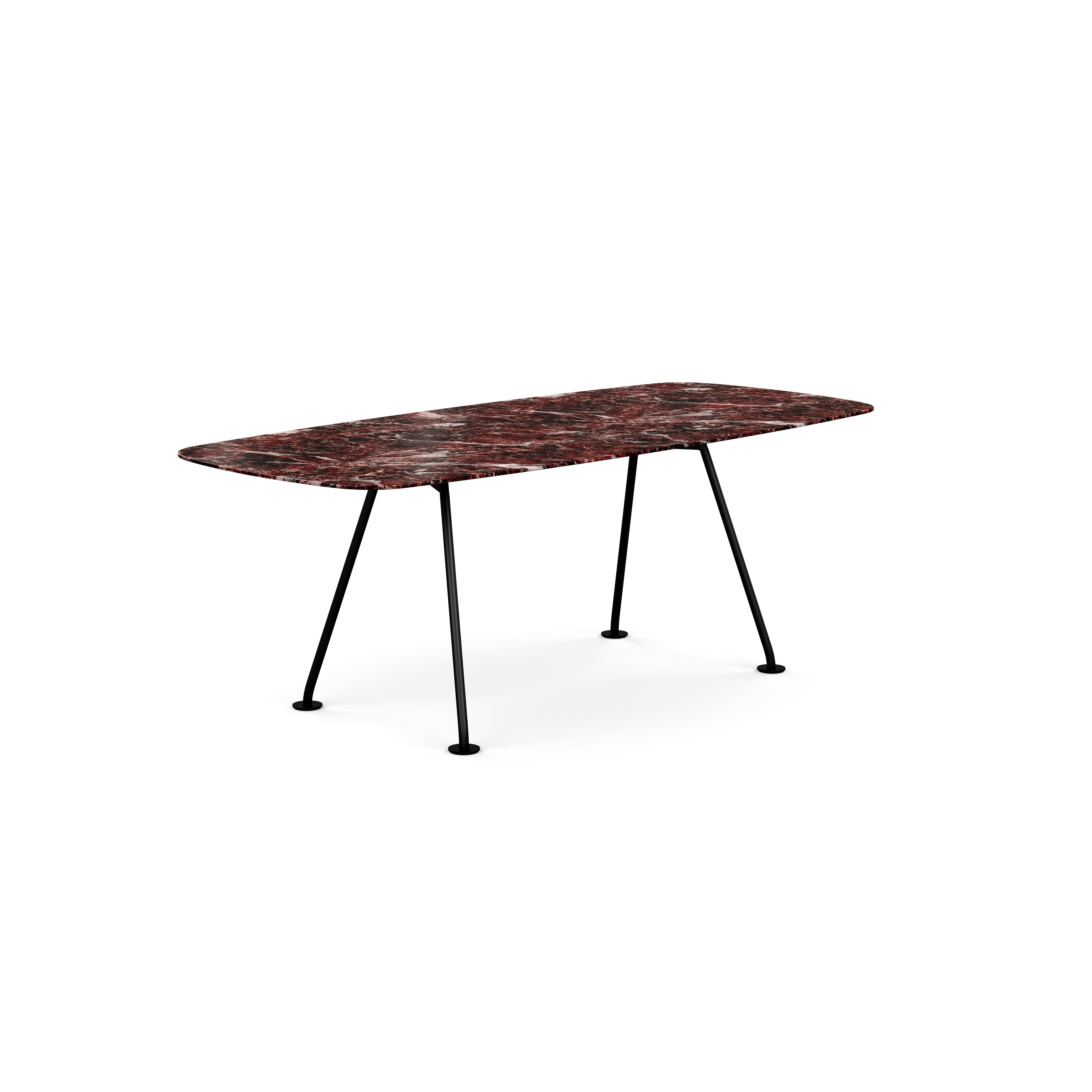 Grasshopper Dining Table - Rectangular,  79",  Polished Rosso Rubino,  Black"