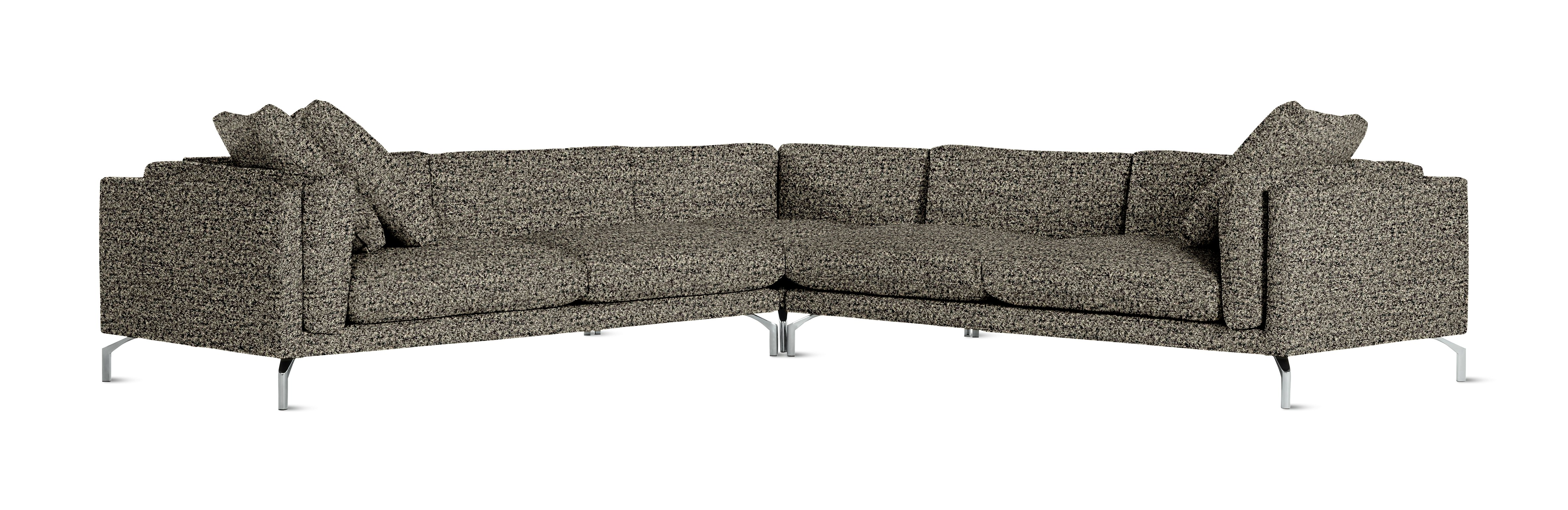 A Como Corner Sectional in Pepper viewed from the front.