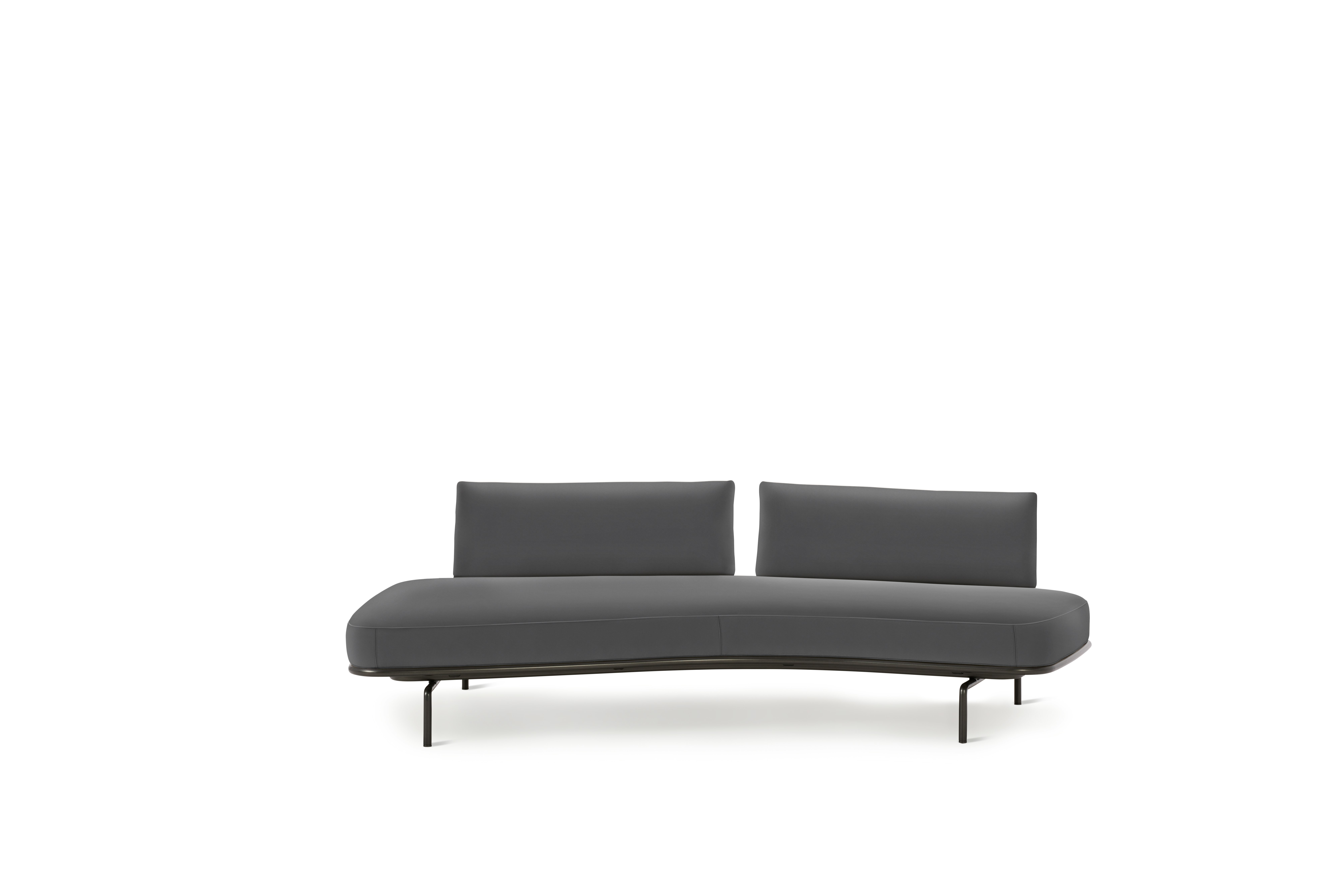 Panoramic Sofa - Right ,  Double Large,  Ultrasuede,  Flannel,  Charcoal