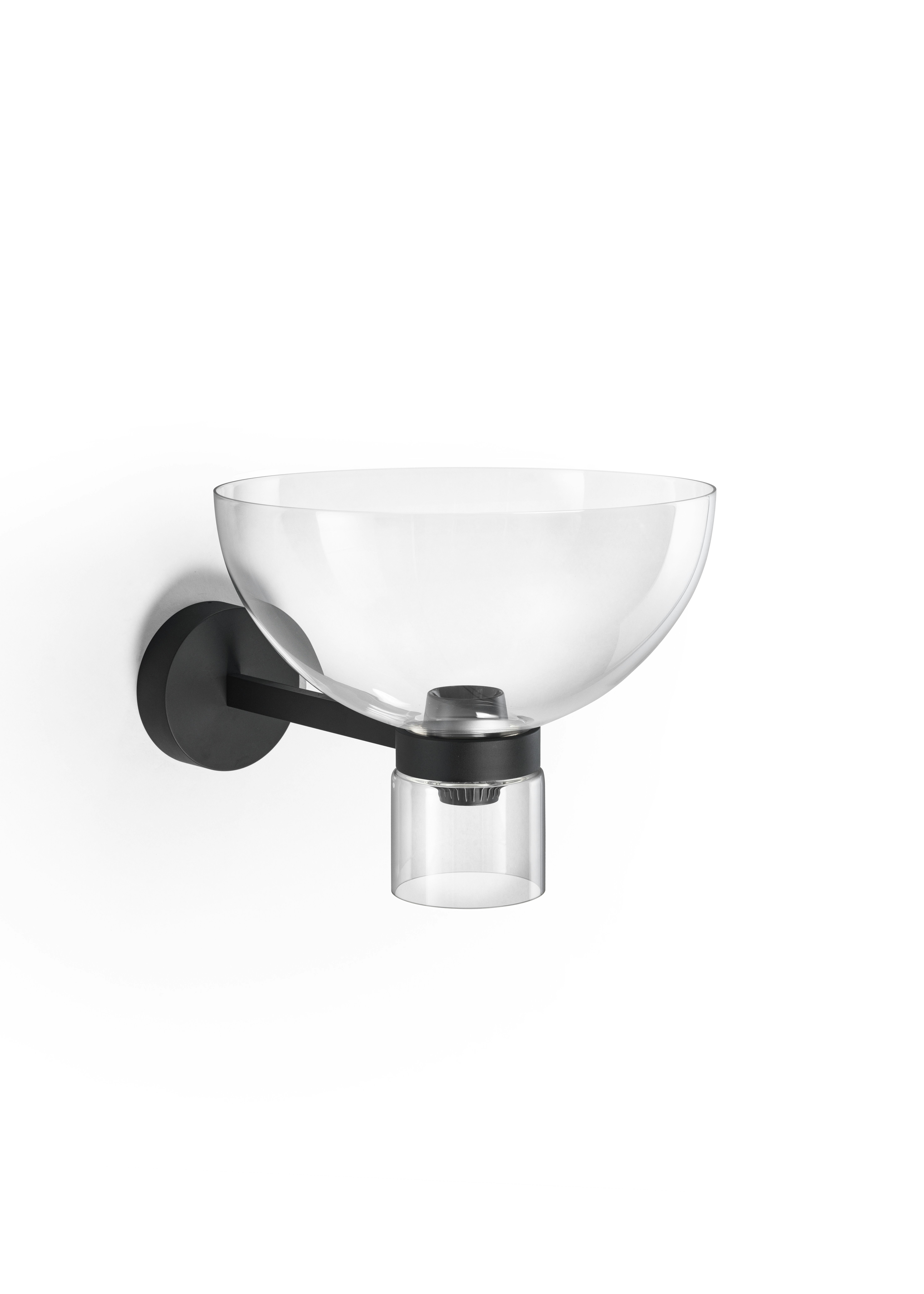A Nocturne Wall Sconce in Bowl, Black viewed from front.