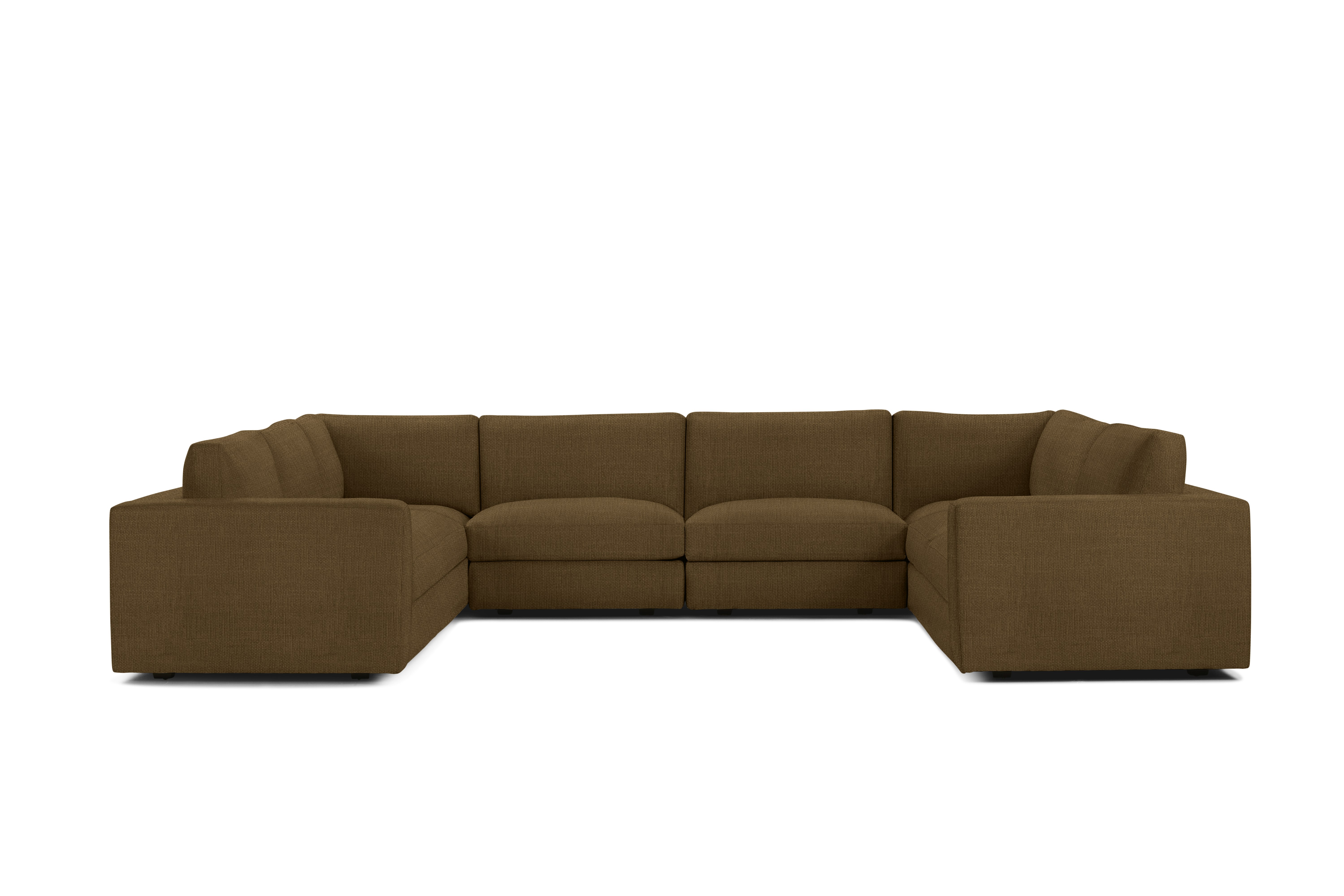 A Reid Corner Sectional in  / Walnut viewed from the front.