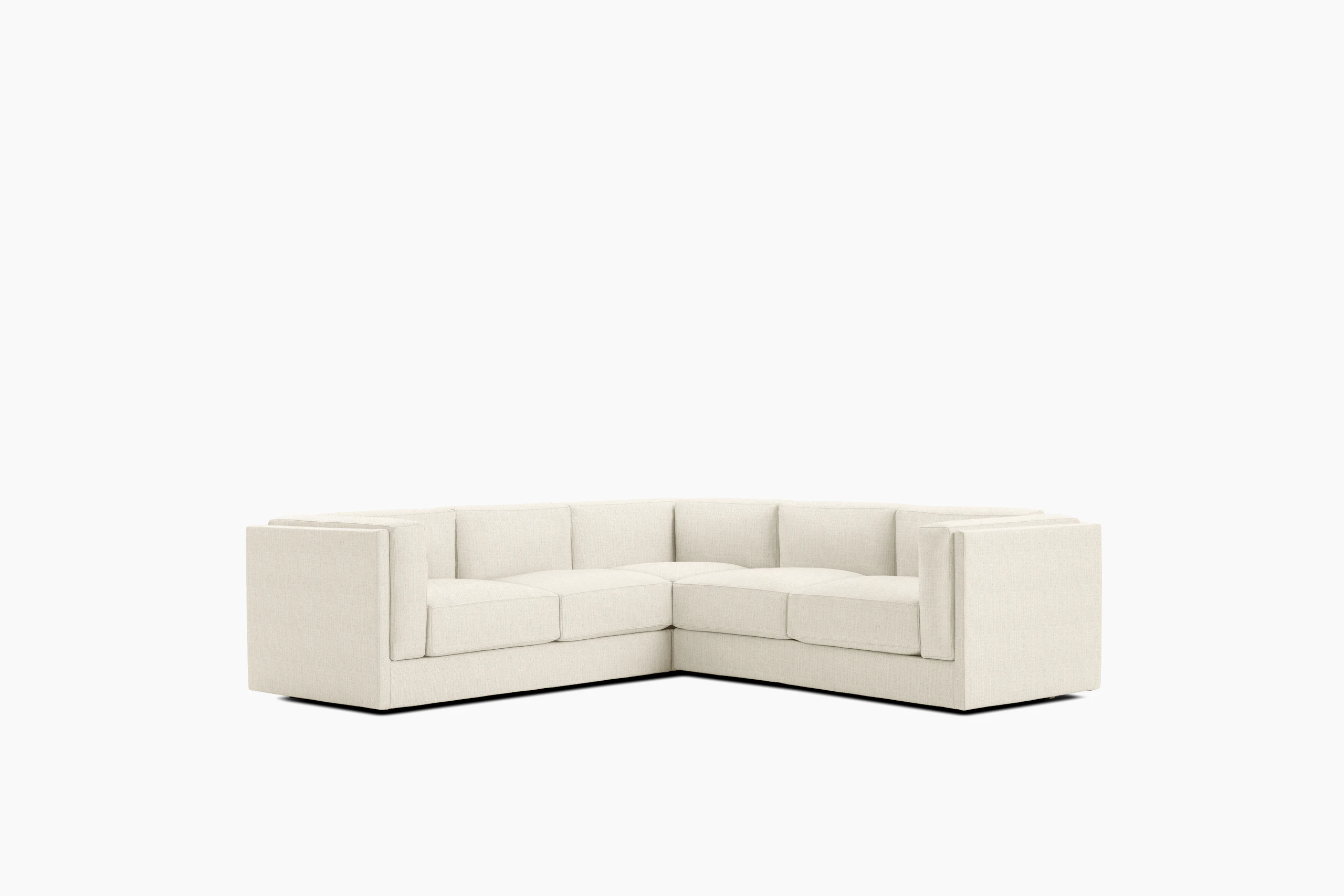 Symme Corner Sectional - Fabric Frame, Pebble Weave, Ecru, Pebble Weave, Ecru