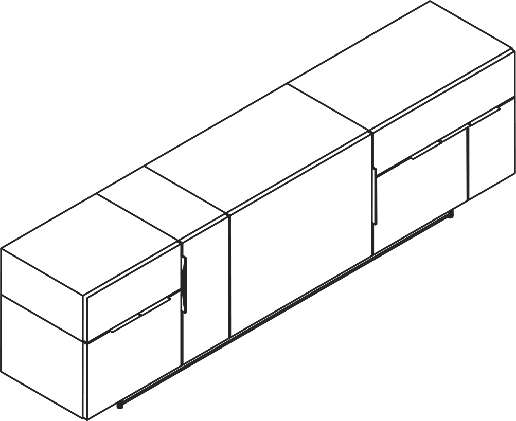 A line drawing - Domino Credenza | 3 Wide