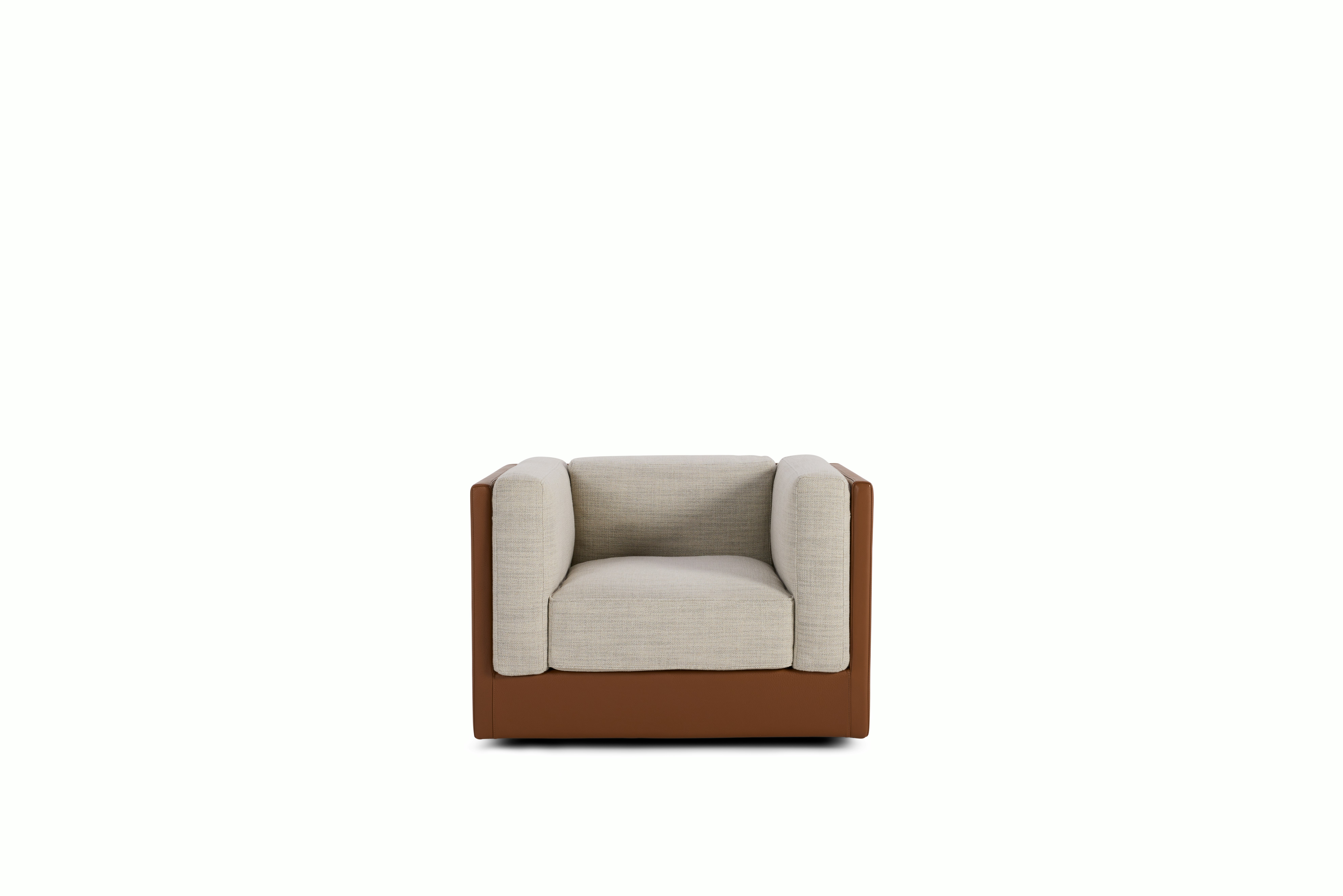 Symme Armchair - Leather Frame,  Prone Leather,  Ledge,  Pebble Weave,  Buff