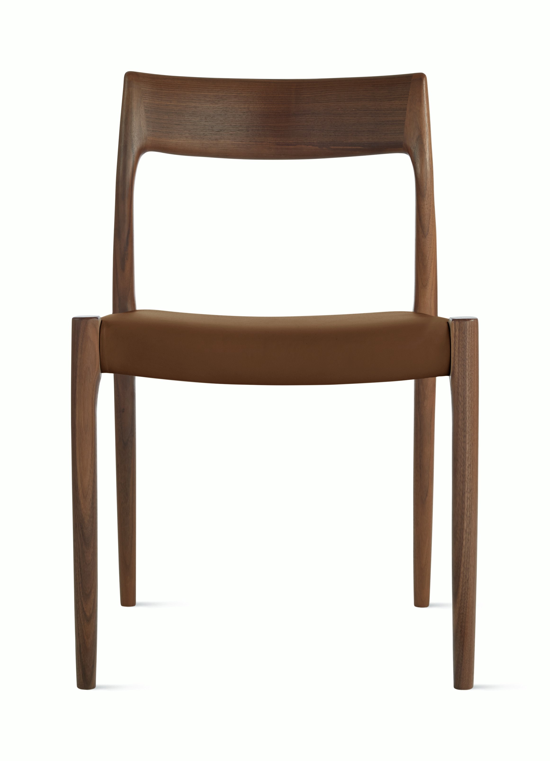 M&oslash;ller Model 77 Side Chair - Side Chair,  Walnut,  Leather,  Tobacco