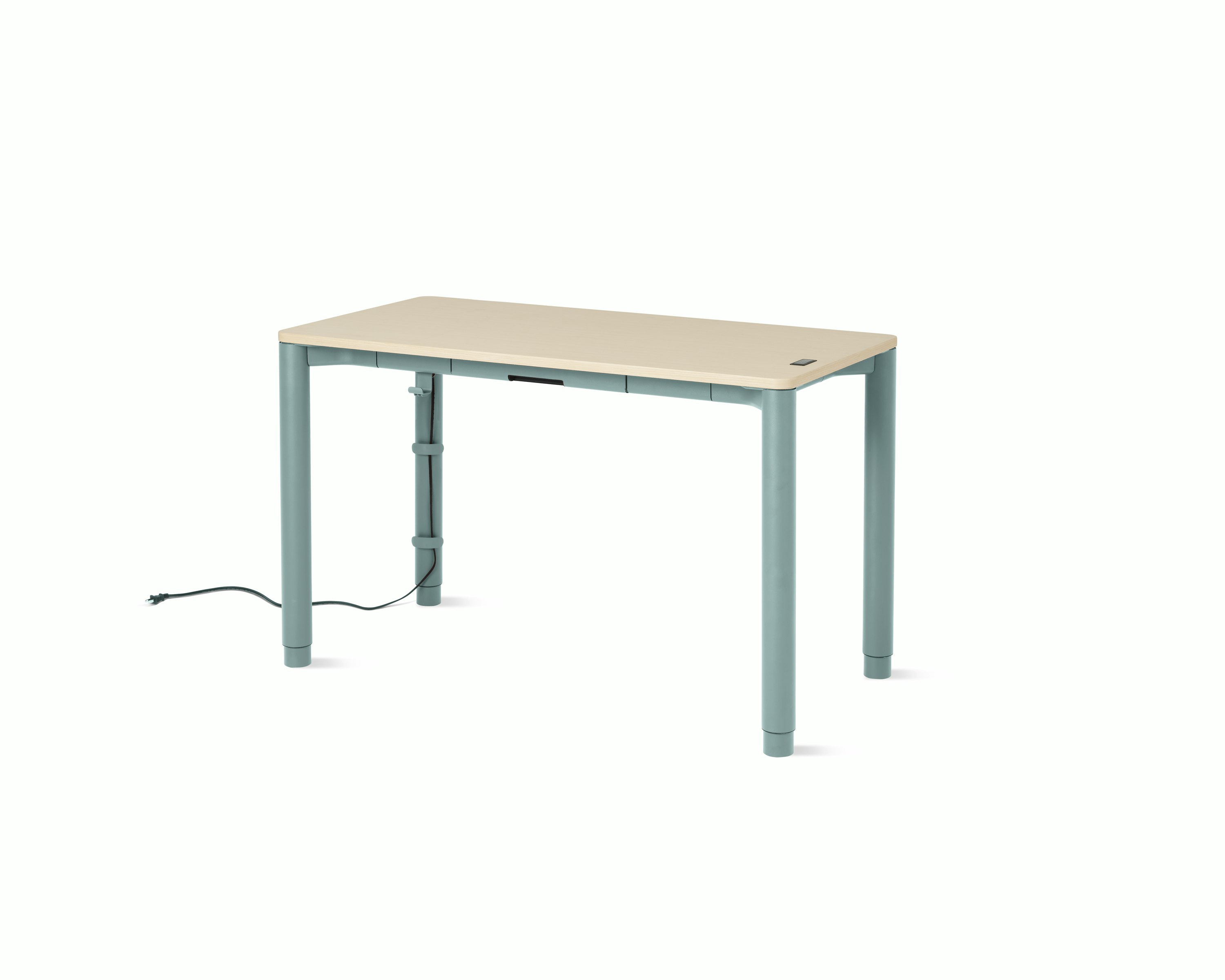 Spout S2S Table - 24" x 48"",  Veneer Clear on Ash,  Glacier,  With Cable Tray,  With Storage Drawer,  Standard Height"