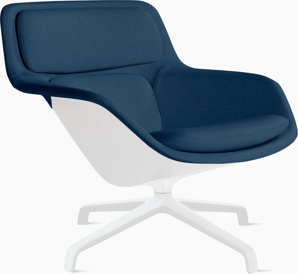Striad Lounge Chair - Low Back,  Mode,  Denim,  White,  4-Star Swivel,  White