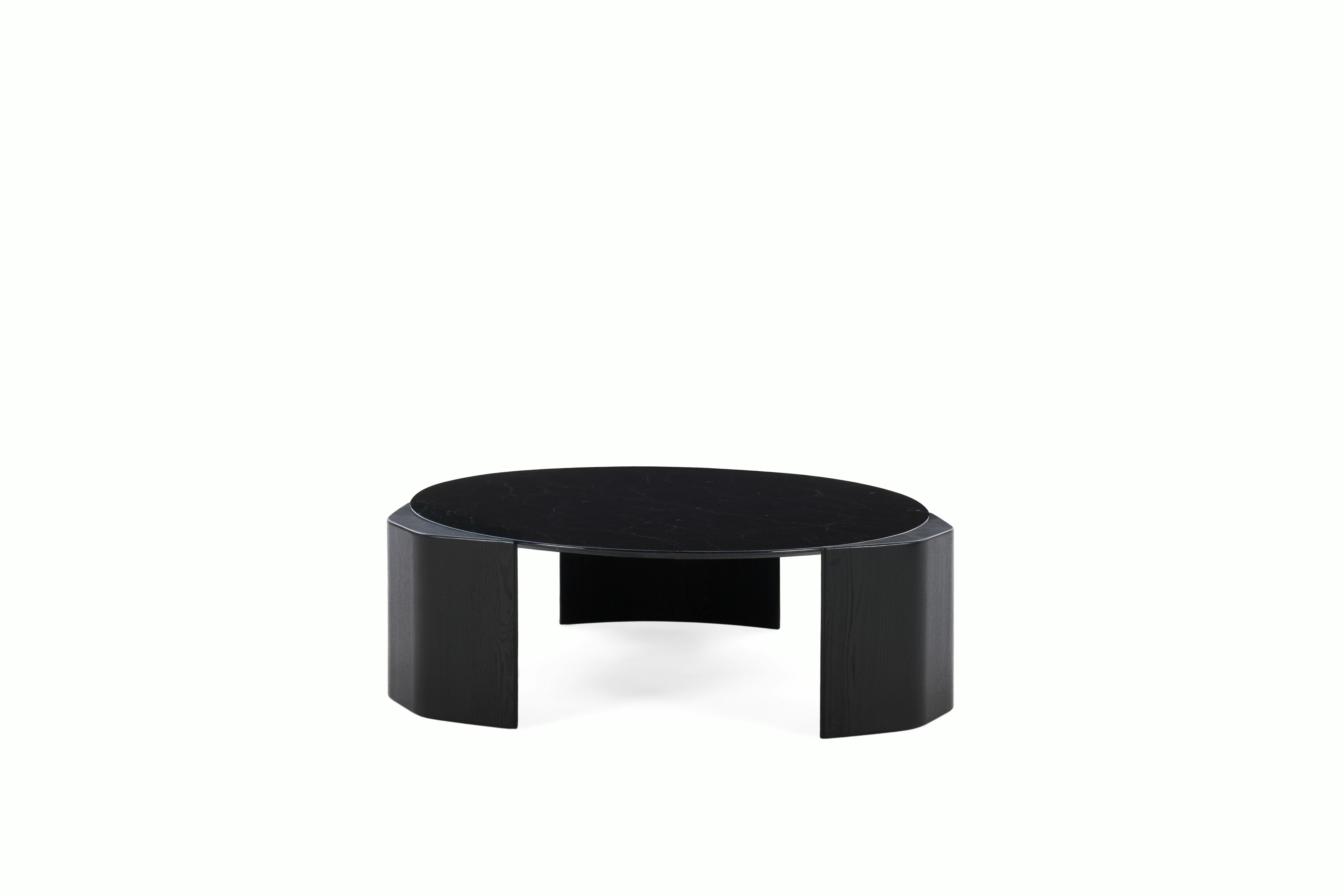 Atlason Organic Slab Coffee Table - Teardrop, 60", Cipollino Ondulato Marble, Black Ash