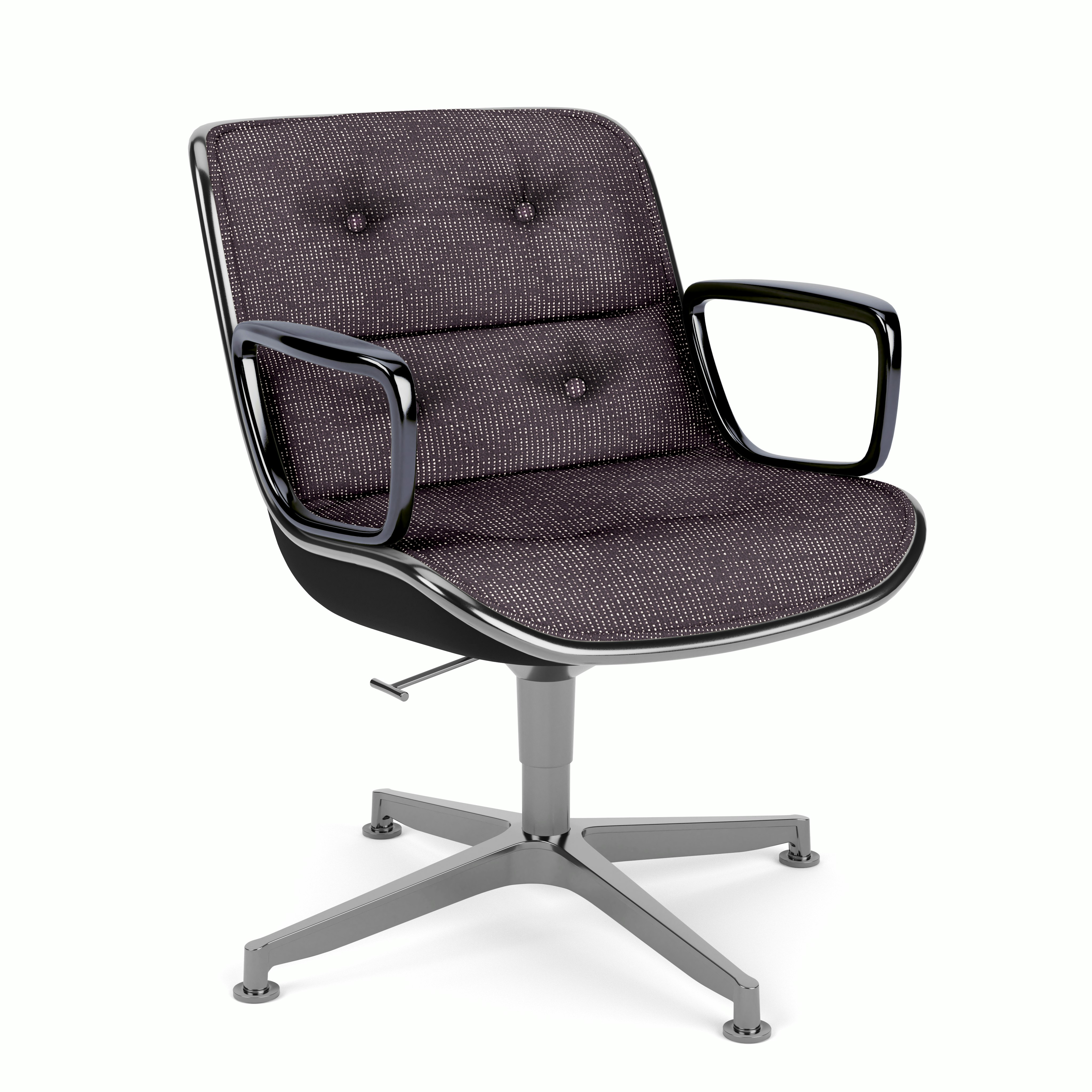 Pollock Executive Armchair - 4 Star,  Polished Aluminum,  Prestini,  Purple and White