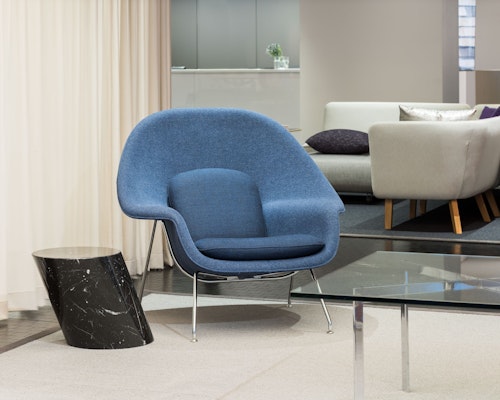 Nero Marquina Marble side table womb chair