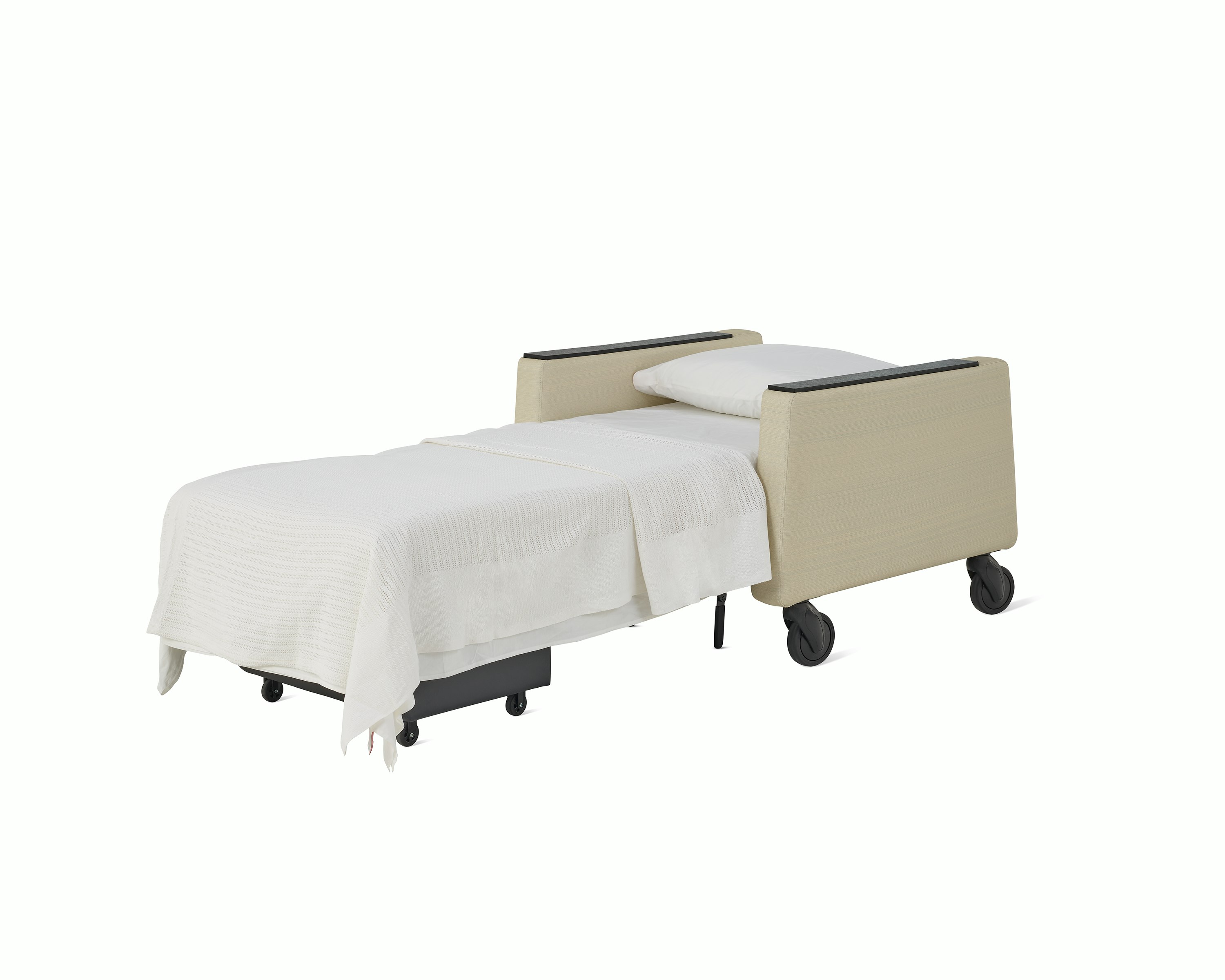 Gemma Sleep Chair, dressed with sheet.