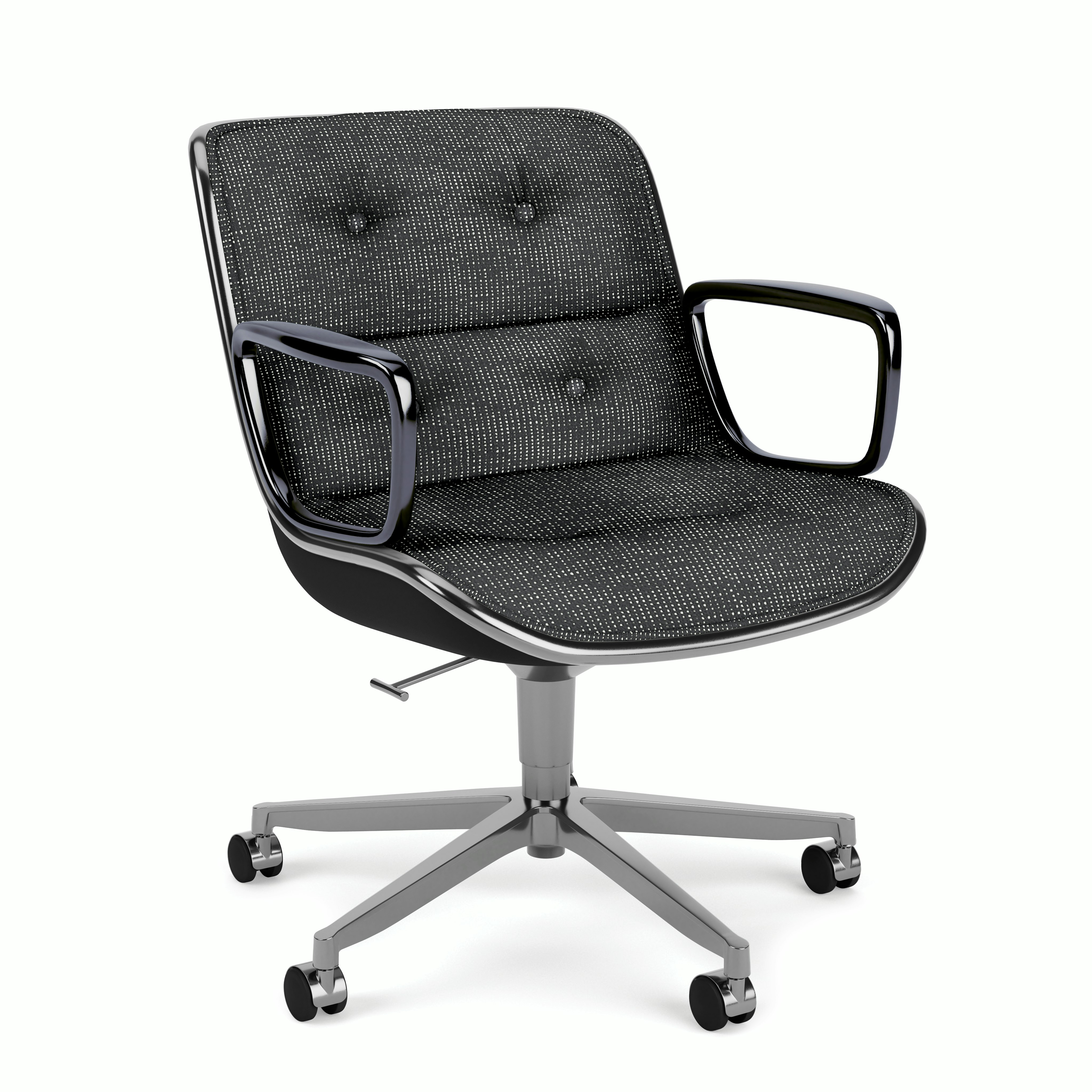Pollock Executive Armchair - 5 Star,  Polished Aluminum,  Prestini,  Black and White
