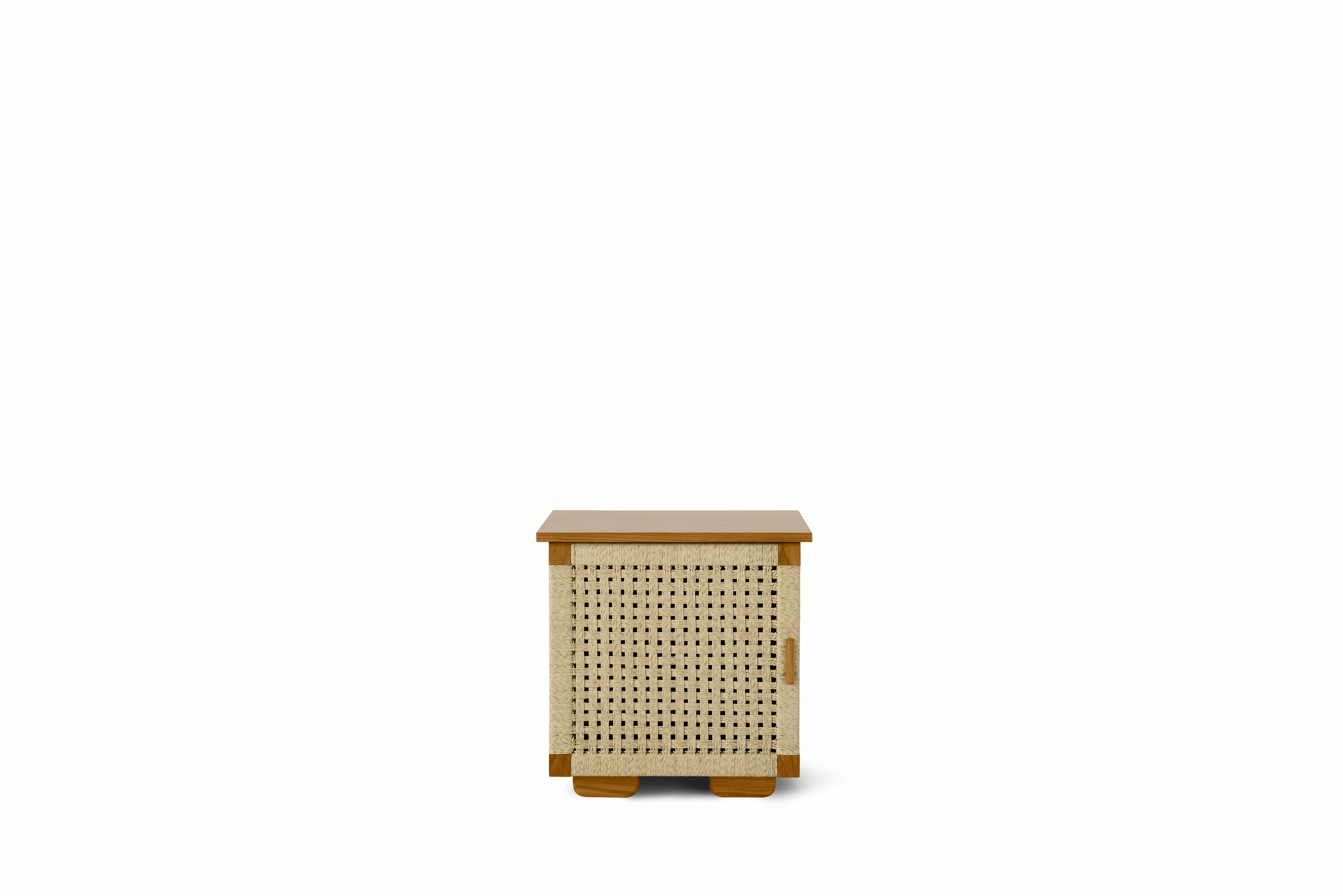 Woven Nightstand - opens right, oak