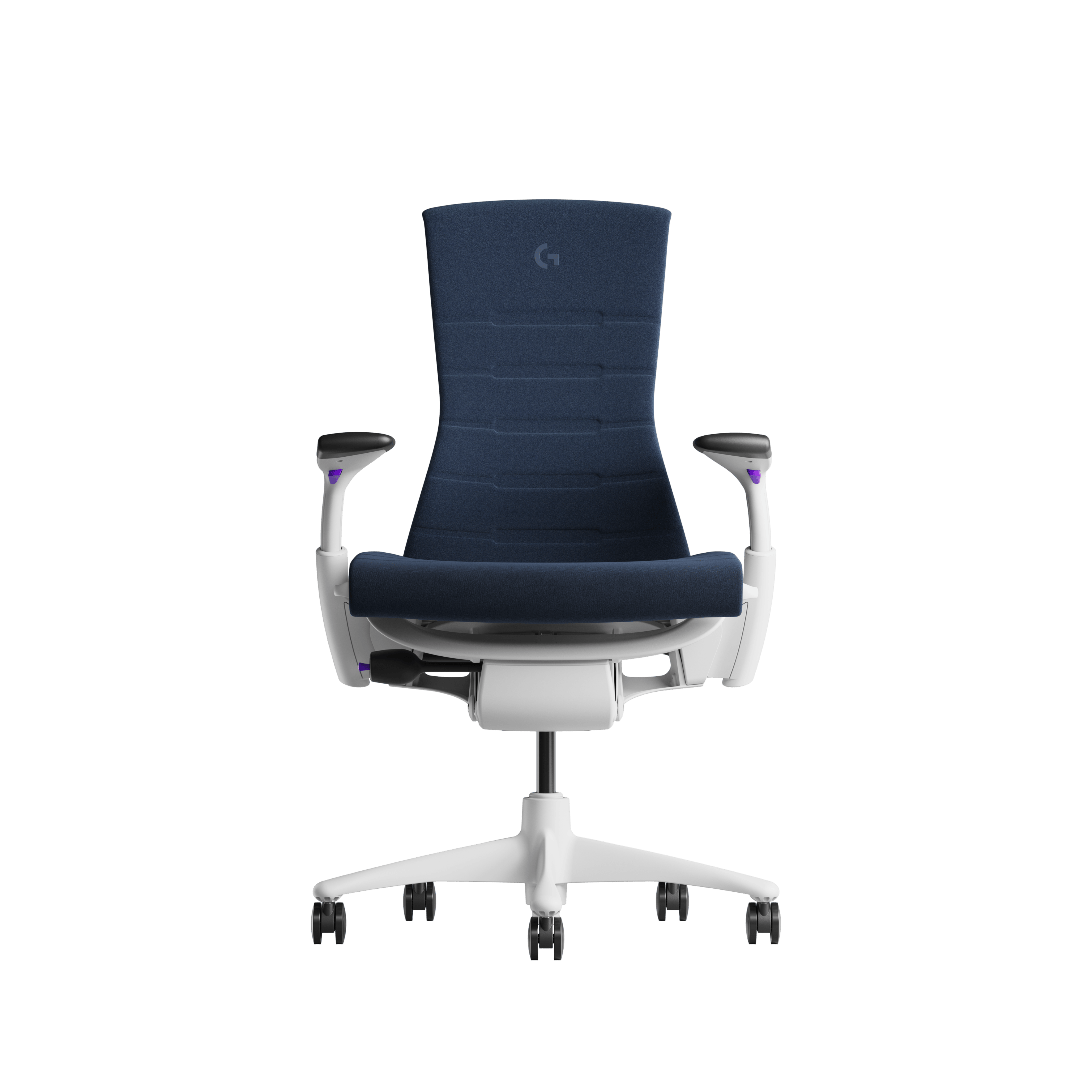 Embody Gaming Chair in White, Nightfall and Nova viewed from the front