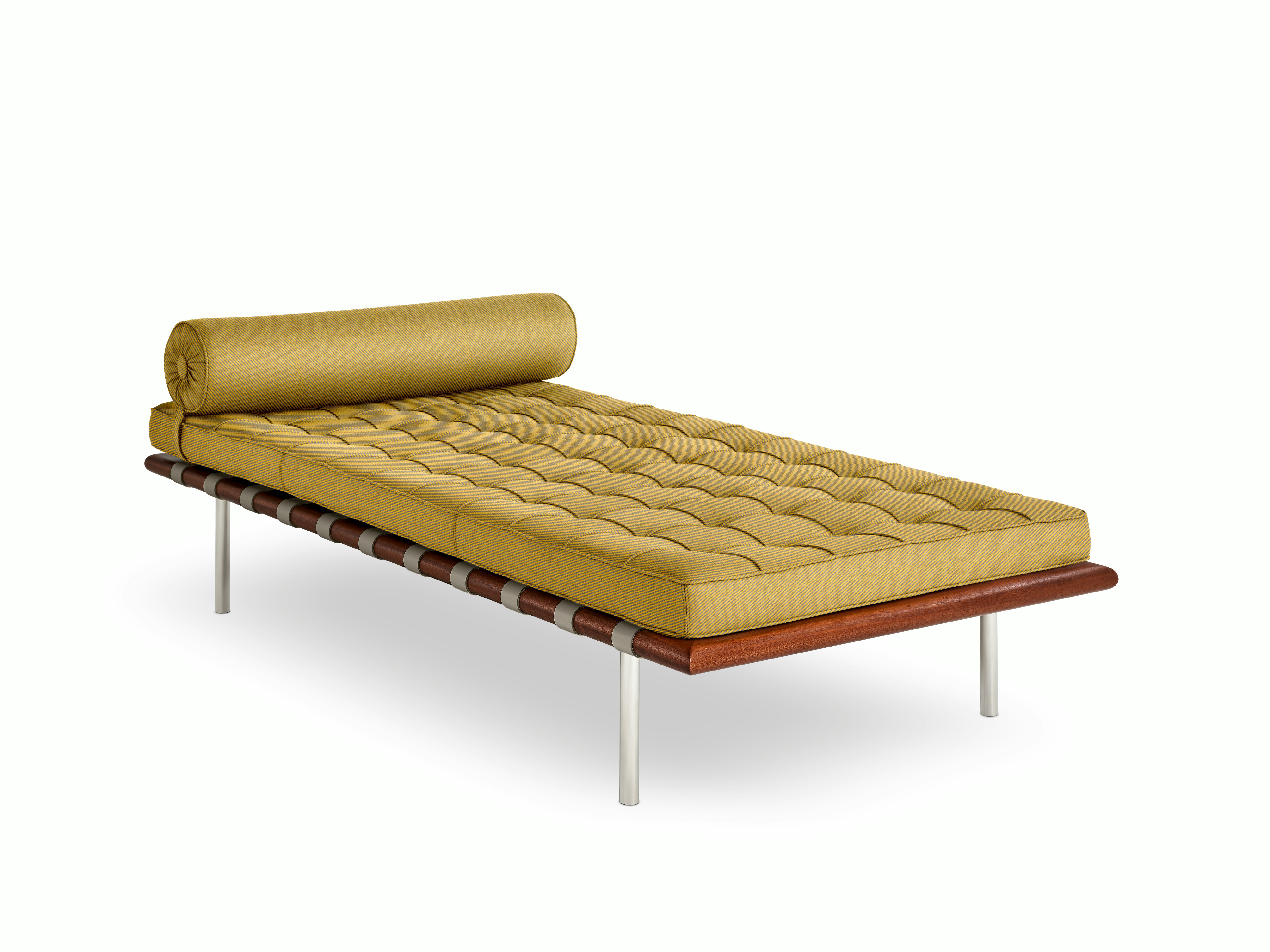 Barcelona Couch in Fancy Twill,  Nectar,  Polished Chrome