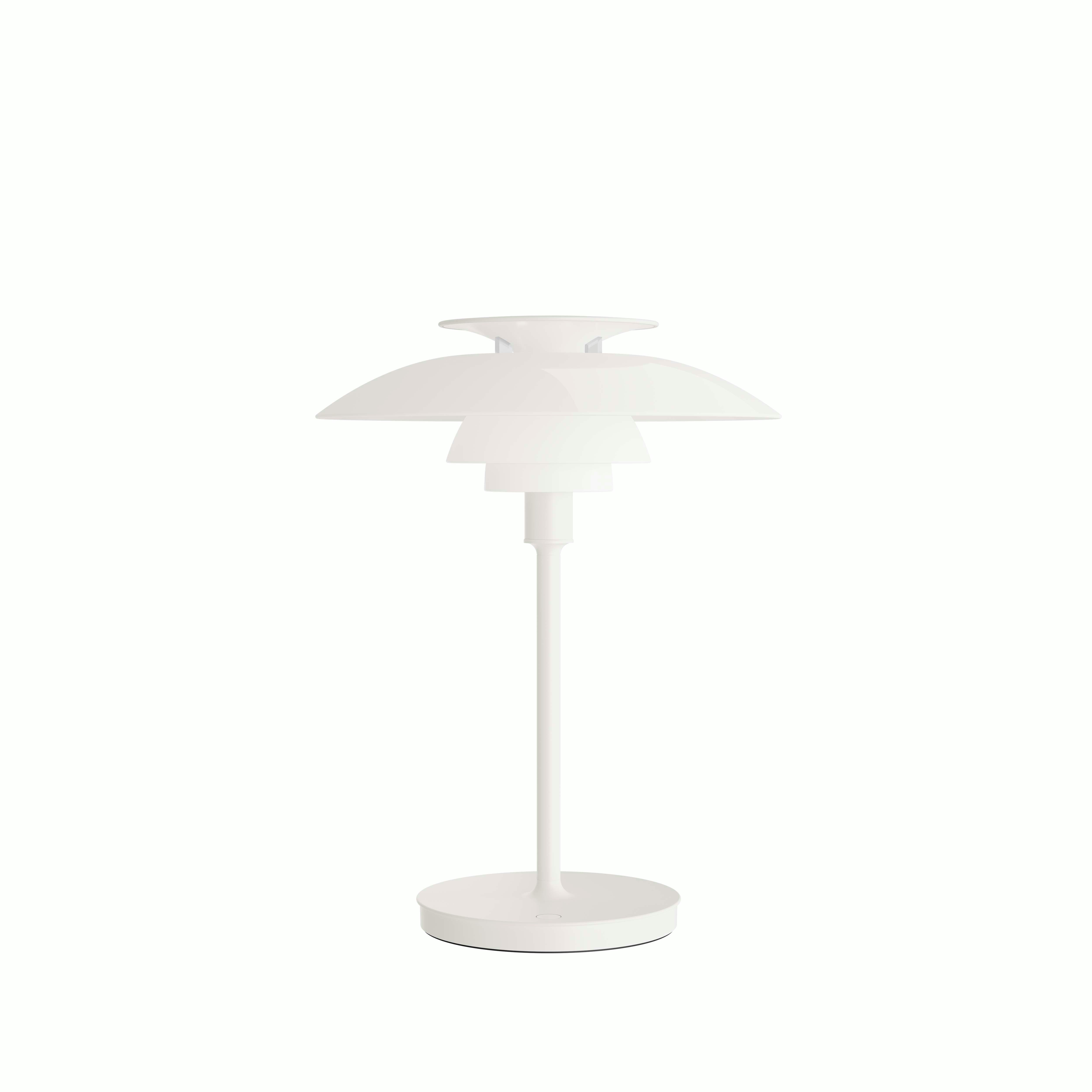 A PH 80 Portable Lamp in White viewed from the front.