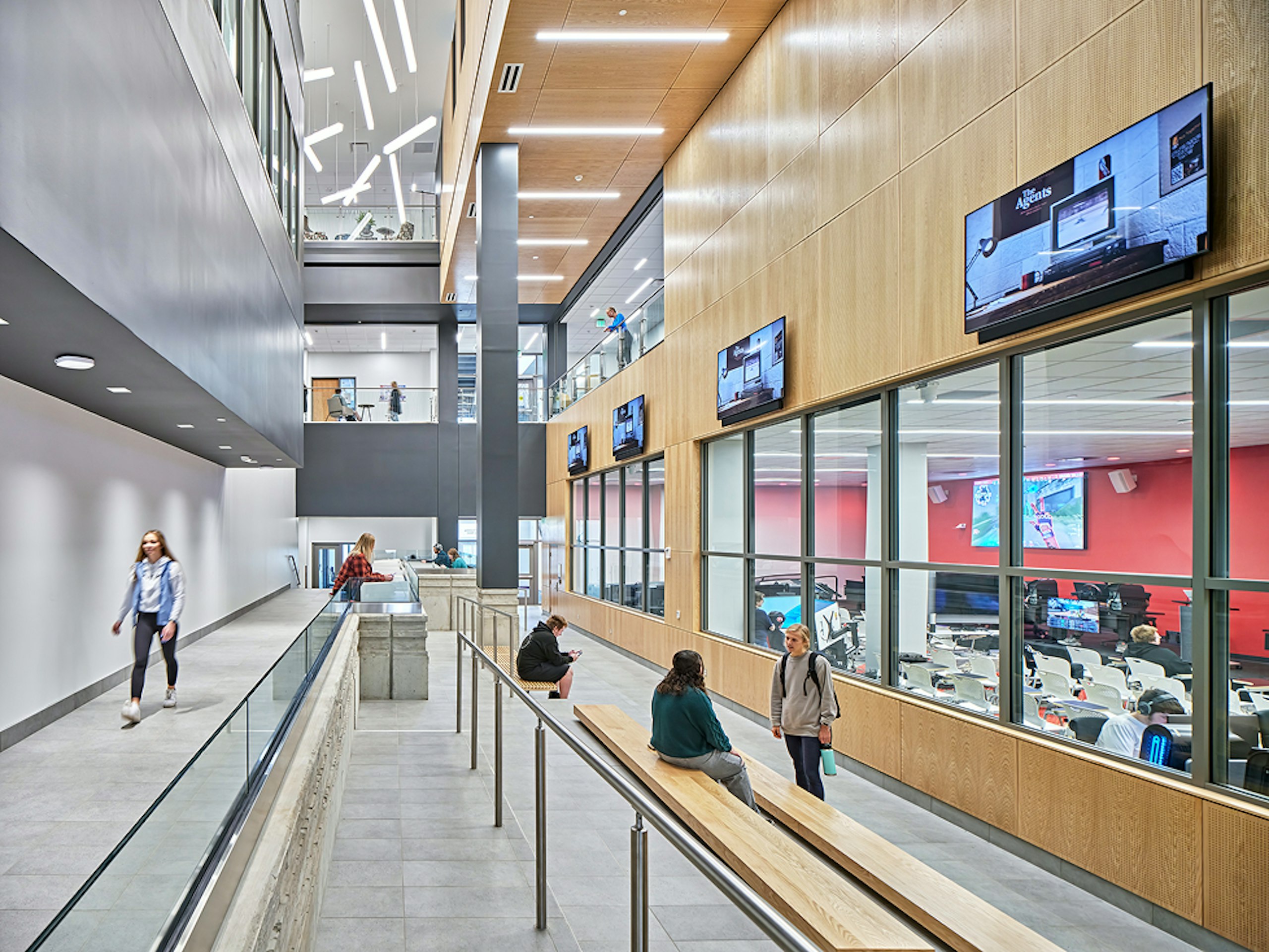 Benches and a walkway overlooking Ferris Esports