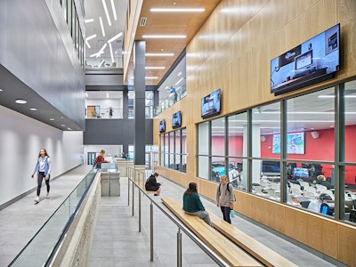 Benches and a walkway overlooking Ferris Esports