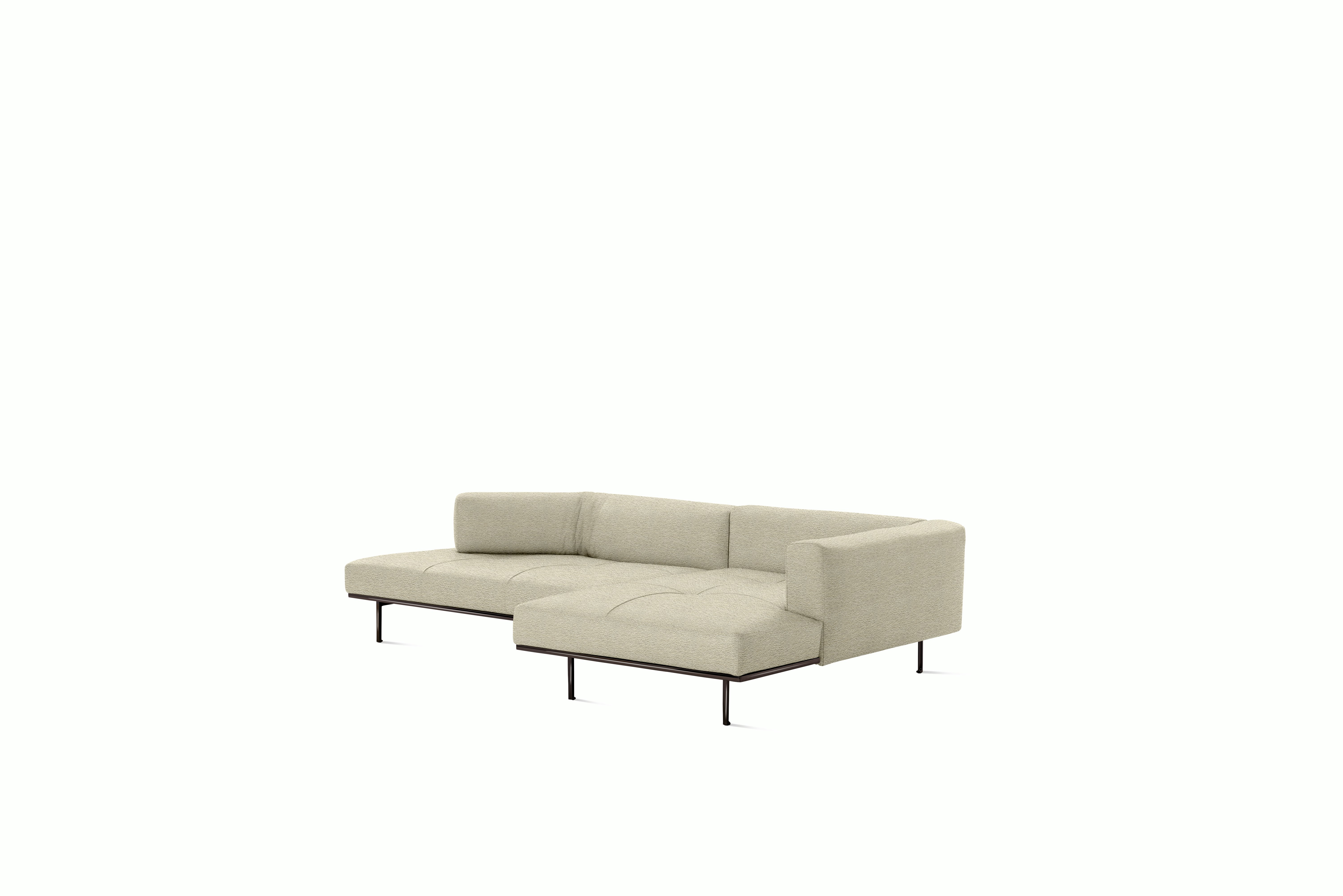 Matic Sectional - M18 Config -  One-Arm Sectional,  Left,  Quilted,  Curly,  Ivory,  Charcoal