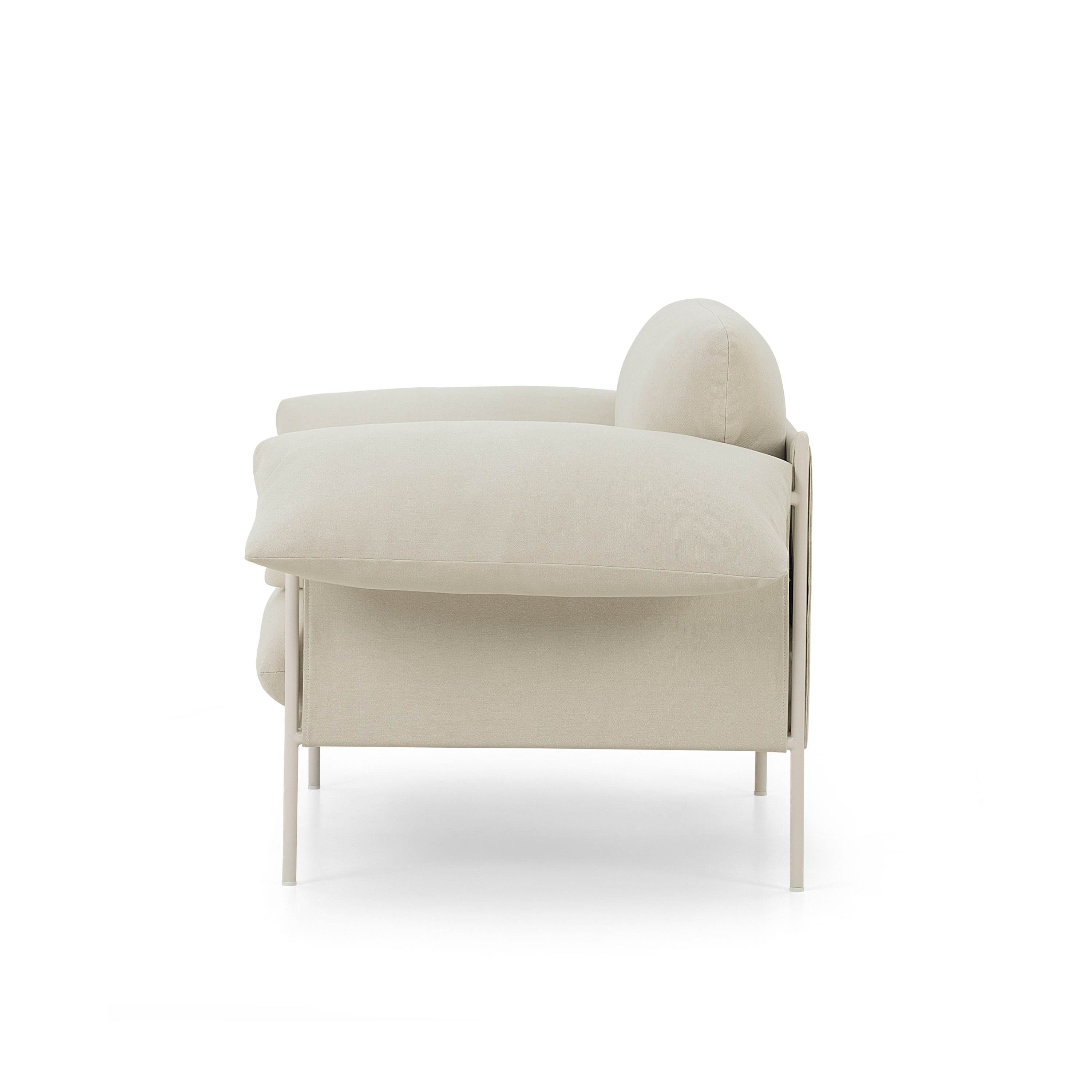 A Alva Chair in Cabarita Natural with a Nougat Cream finish viewed from the side