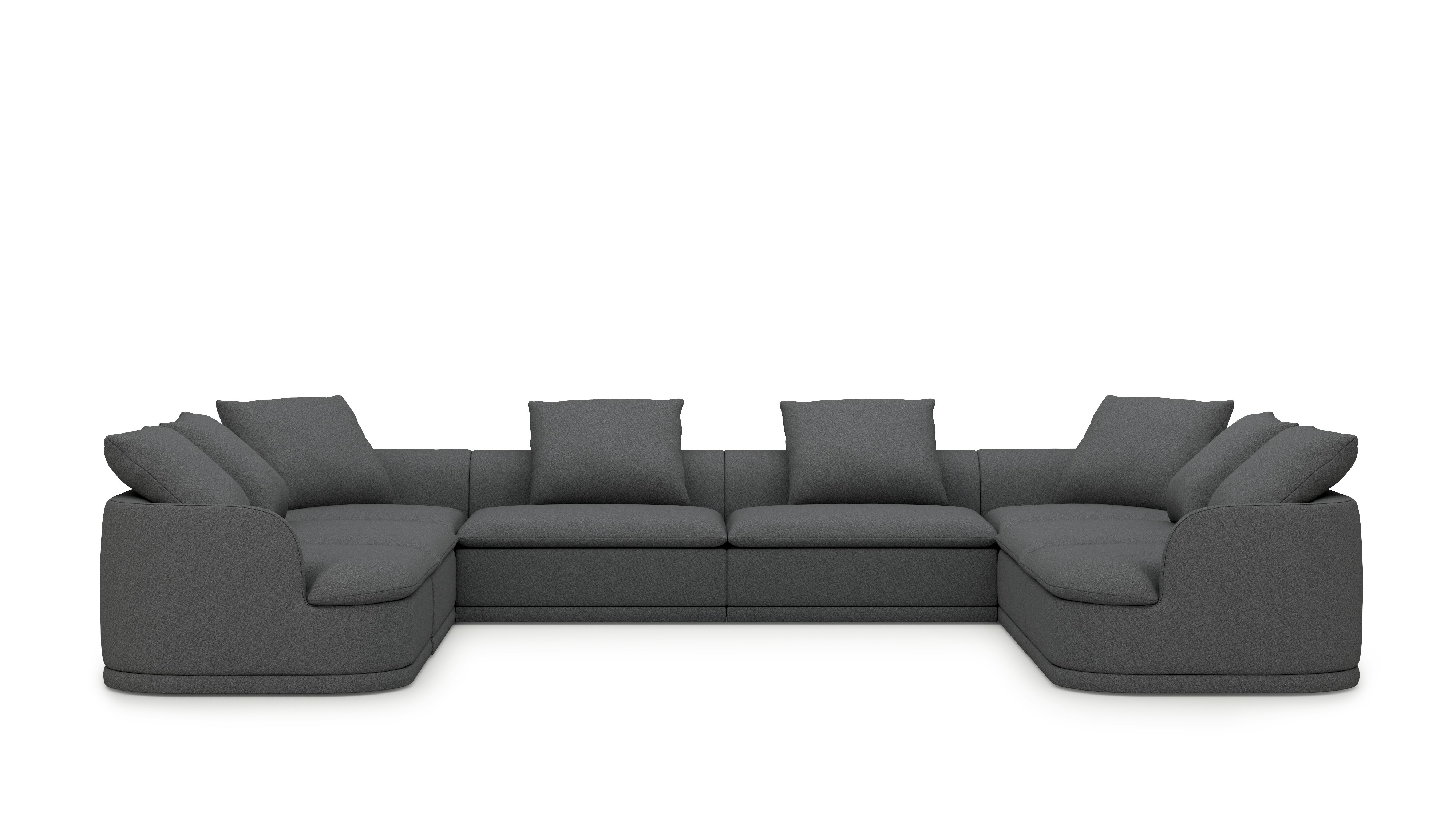 An Atlason Composed Modular Sofa U Shape Sectional in Beck: Molecule viewed from the front.