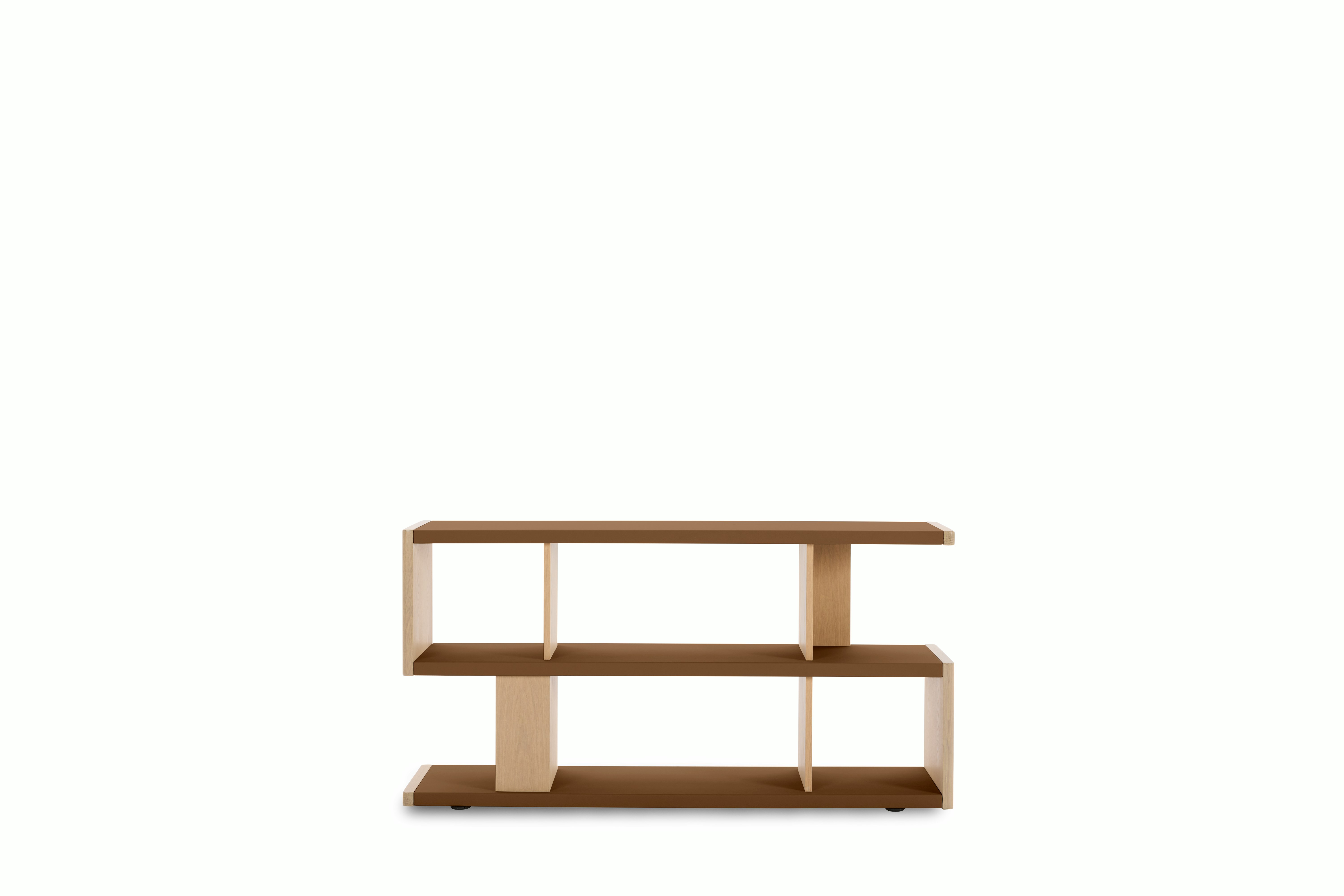New Canaan Low Bookshelf - Oak, Bristol Leather, Desert