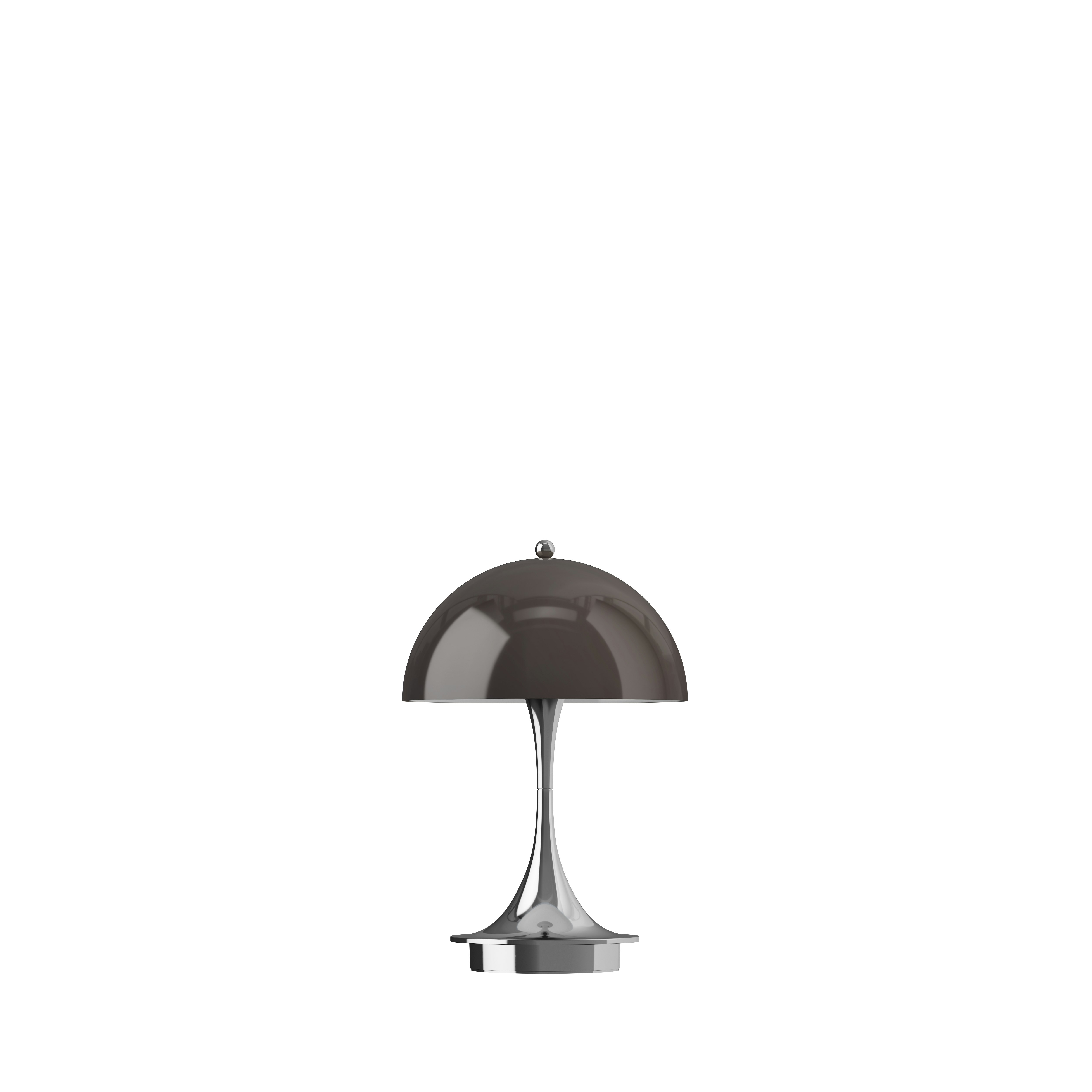 A Panthella Portable Lamp in Brown viewed from the front.