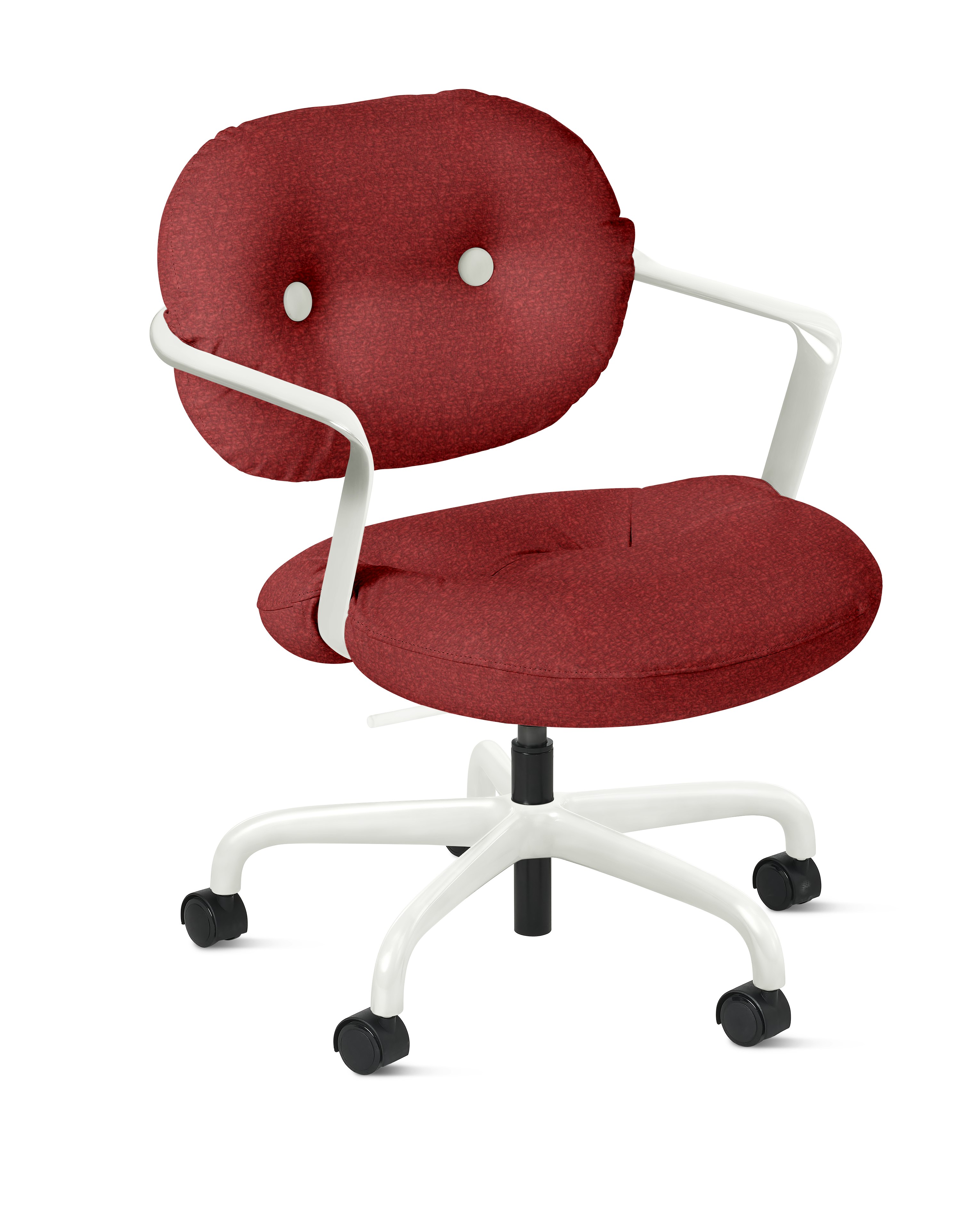 Morrison Hannah Task Chair - With Arms,  Knoll Boucle,  Crimson,  White,  Soft Caster FSC Certified