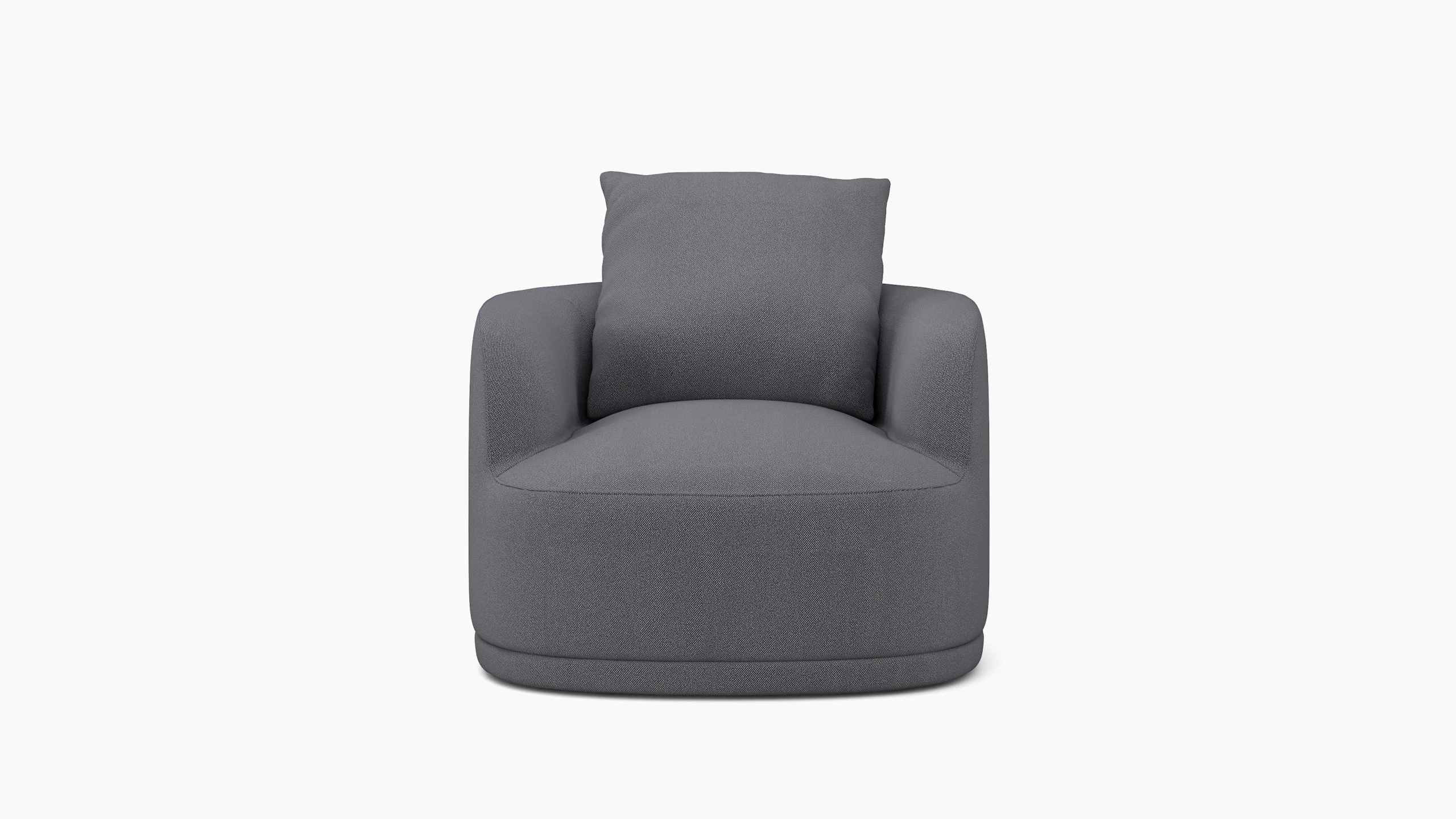 A Atlason Composed Swivel Chair in Cornerstone Viewed from the front.