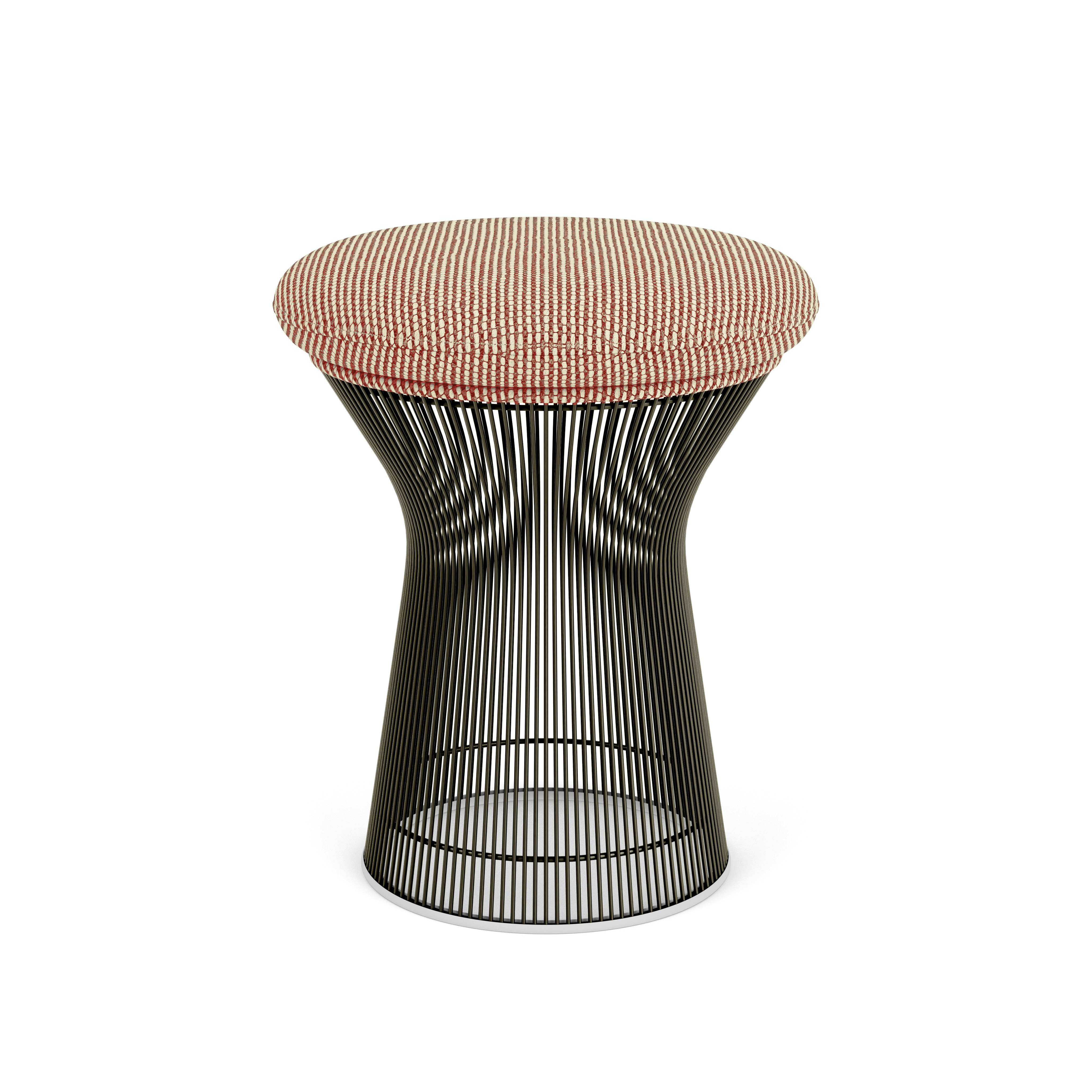 A Platner Stool in Peony Metallic Bronze viewed from an angle.