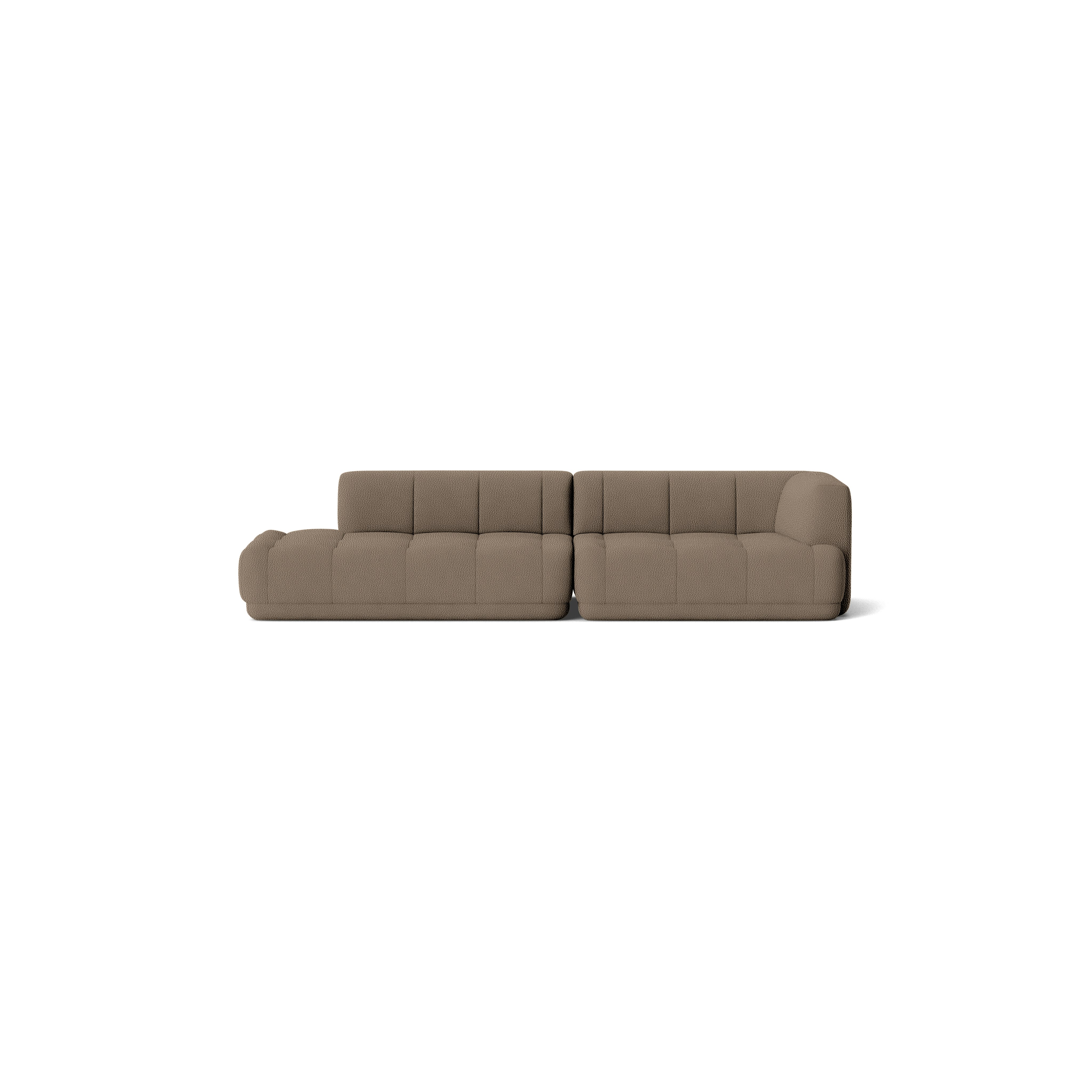 A Quilton One Arm Sofa - Right, Turf, Ash Brown in Turf viewed from the front.