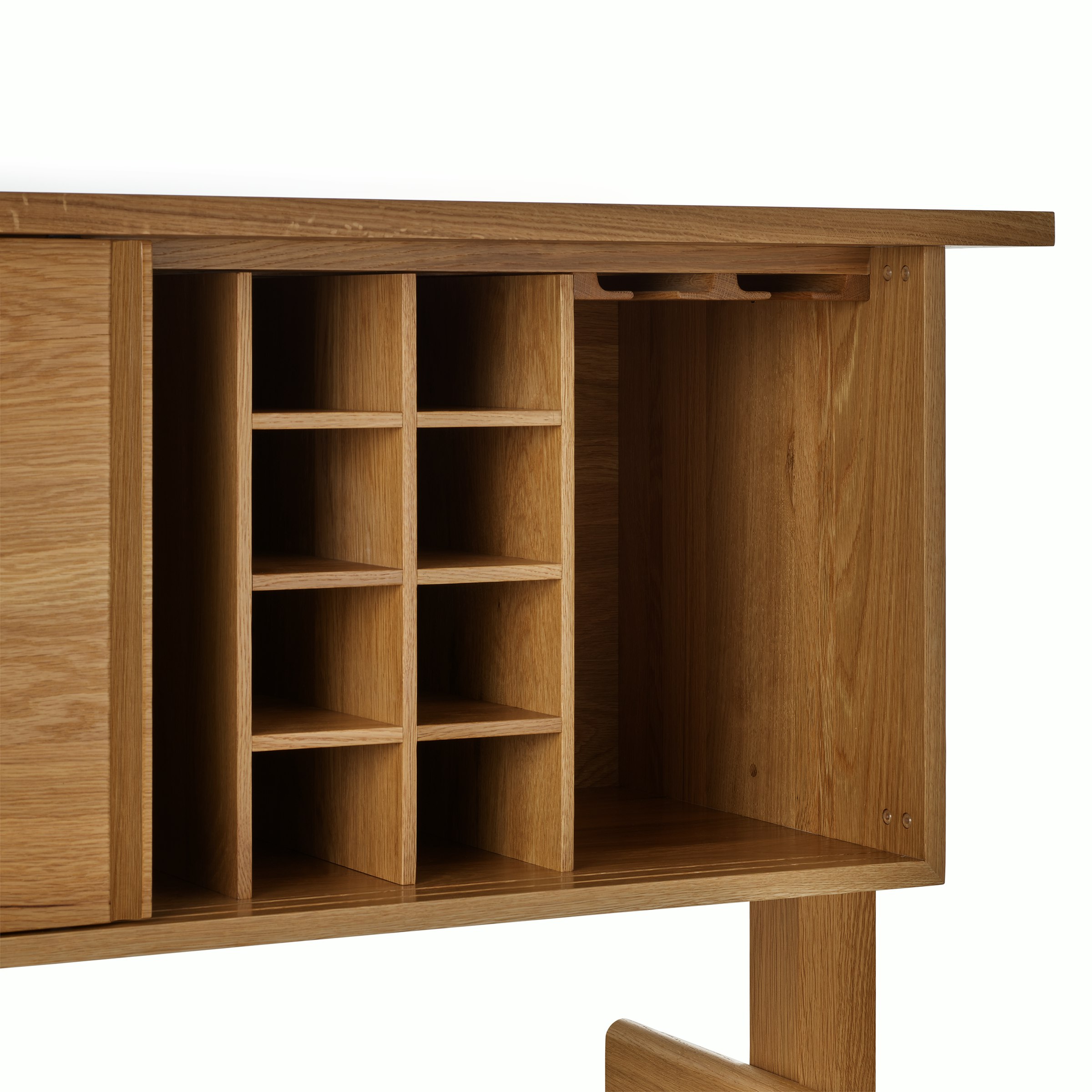 Land Credenza, Oak, Bottle and Glass storage, Empty