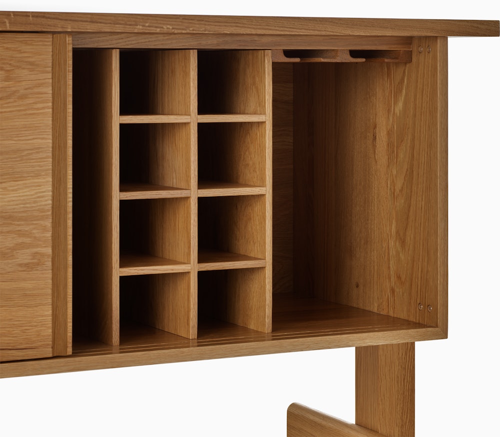 Land Credenza, Oak, Bottle and Glass storage, Empty