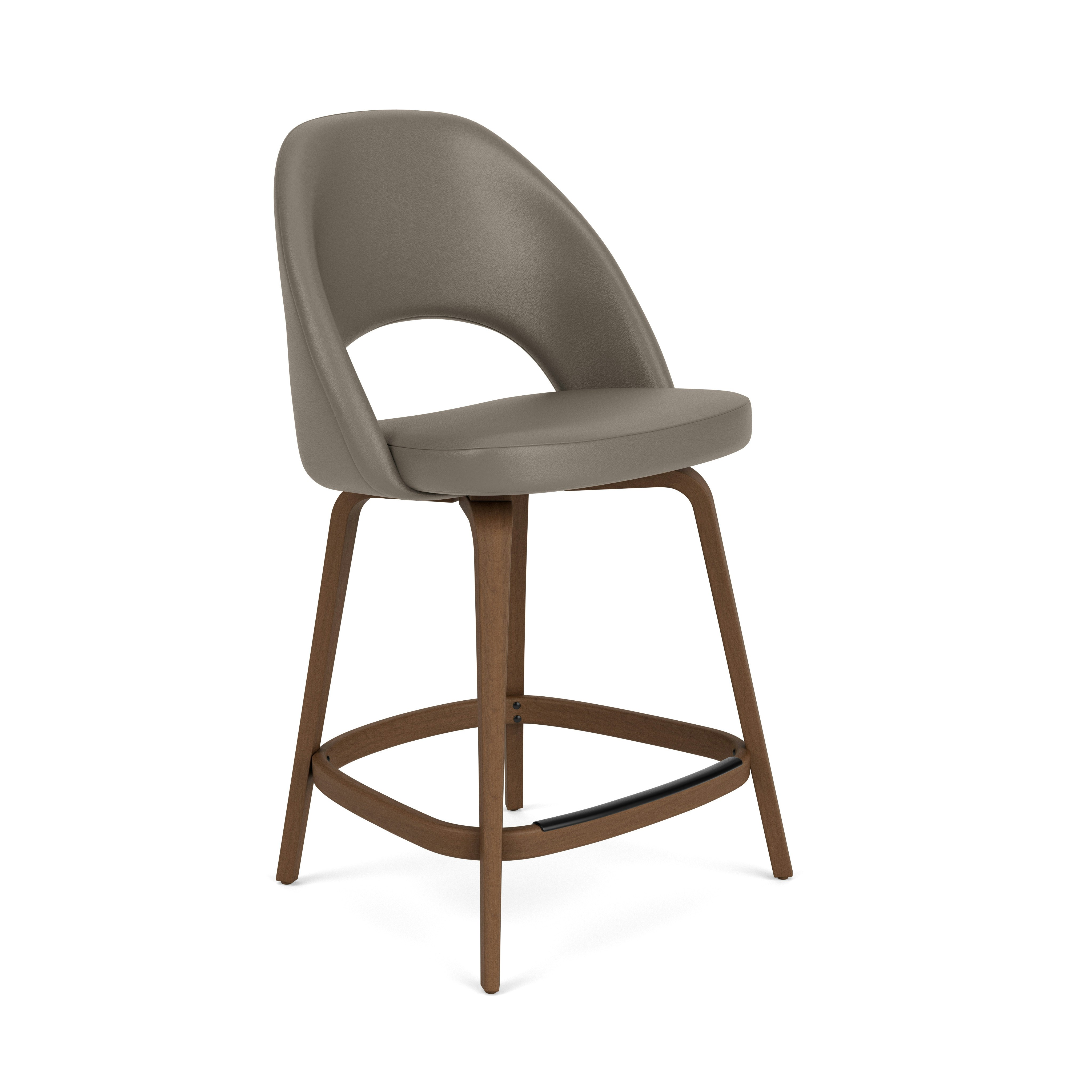 Saarinen Executive Stool - Counter Height, Acqua Leather, Aquitania, Light Walnut