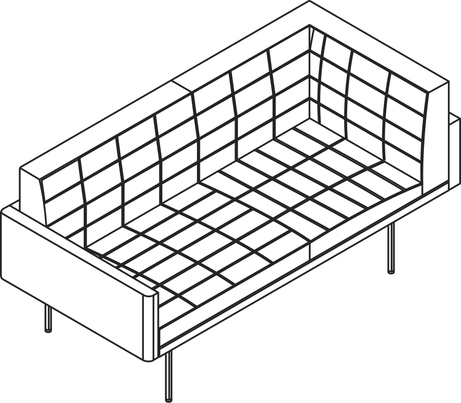 A line drawing - Tuxedo Component Sectional Sofa | Settee | Left Corner | Right Arm