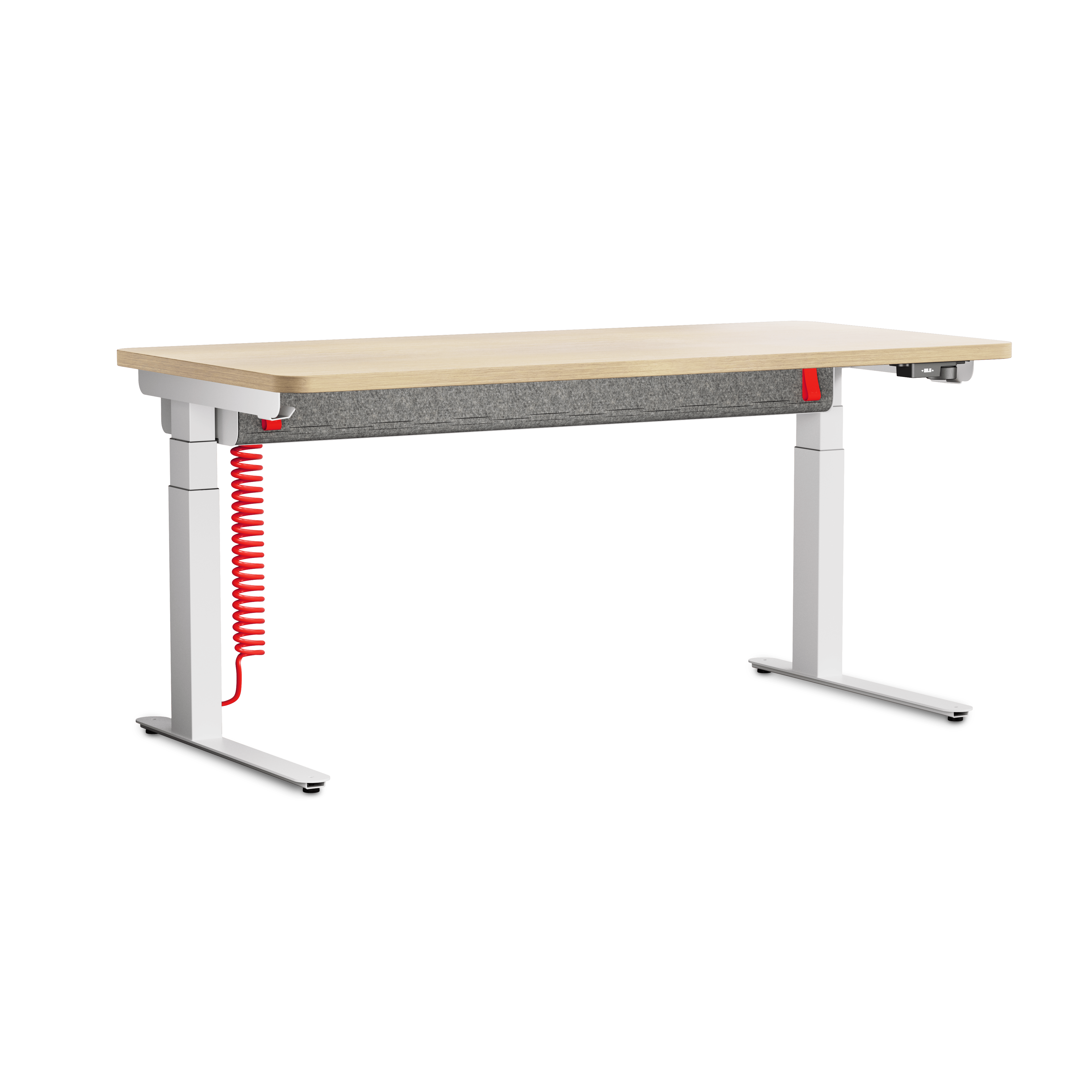 Coyl Gaming Desk - White,  Clear on Ash,  Cable Manager