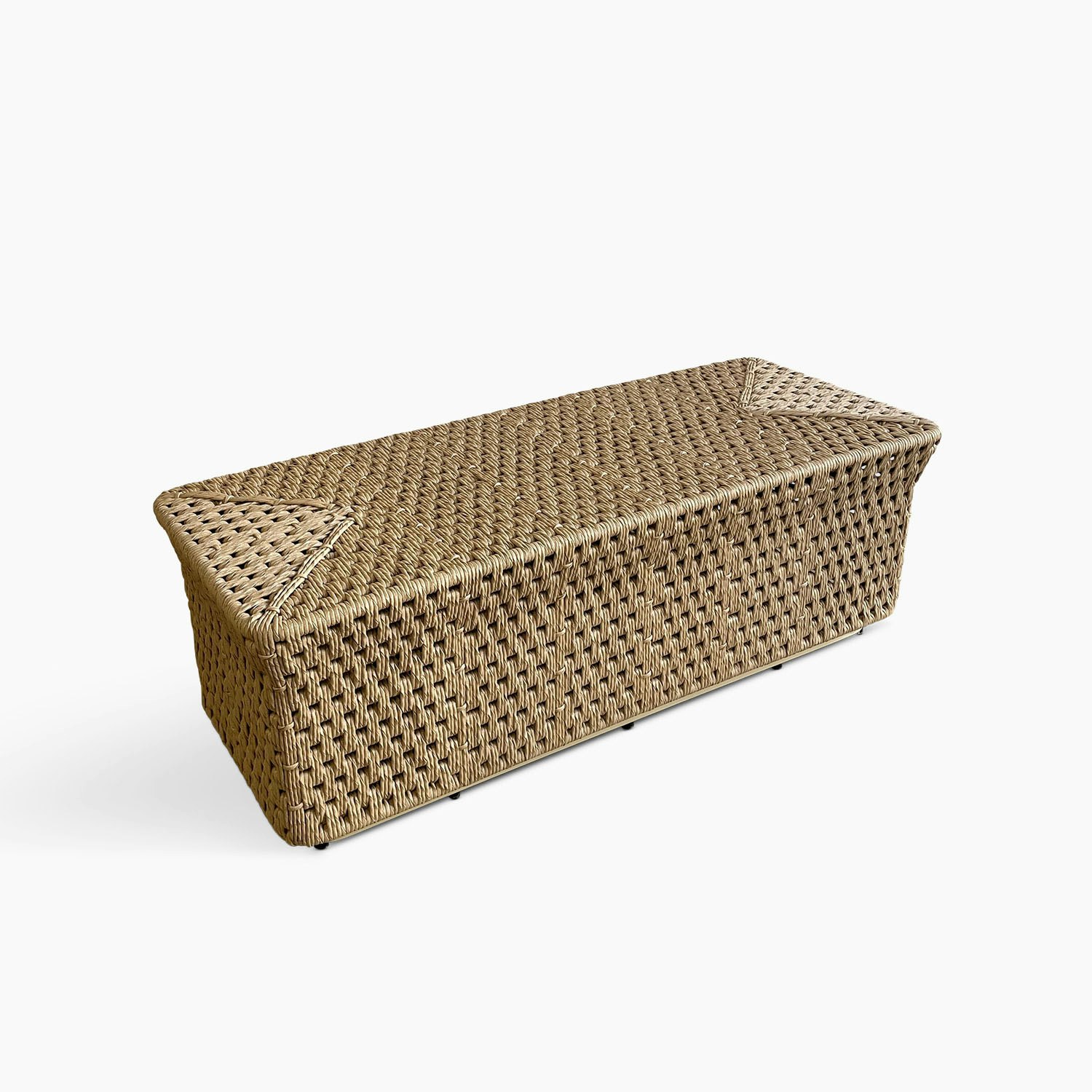 Woven Outdoor Bench - All Weather Twisted Resin Cord