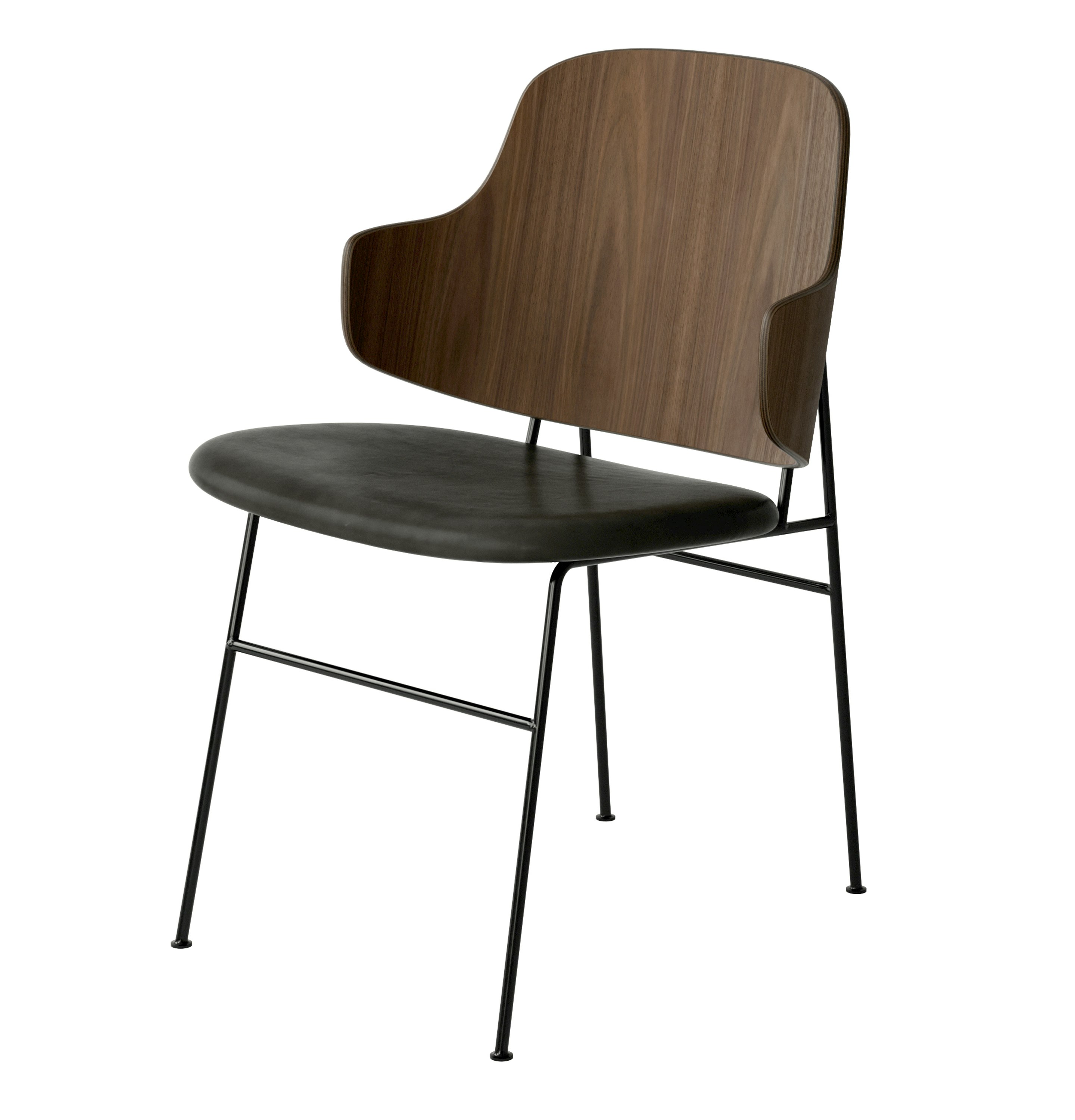 Penguin Dining Chair - Upholstered, Dakar Black, Walnut