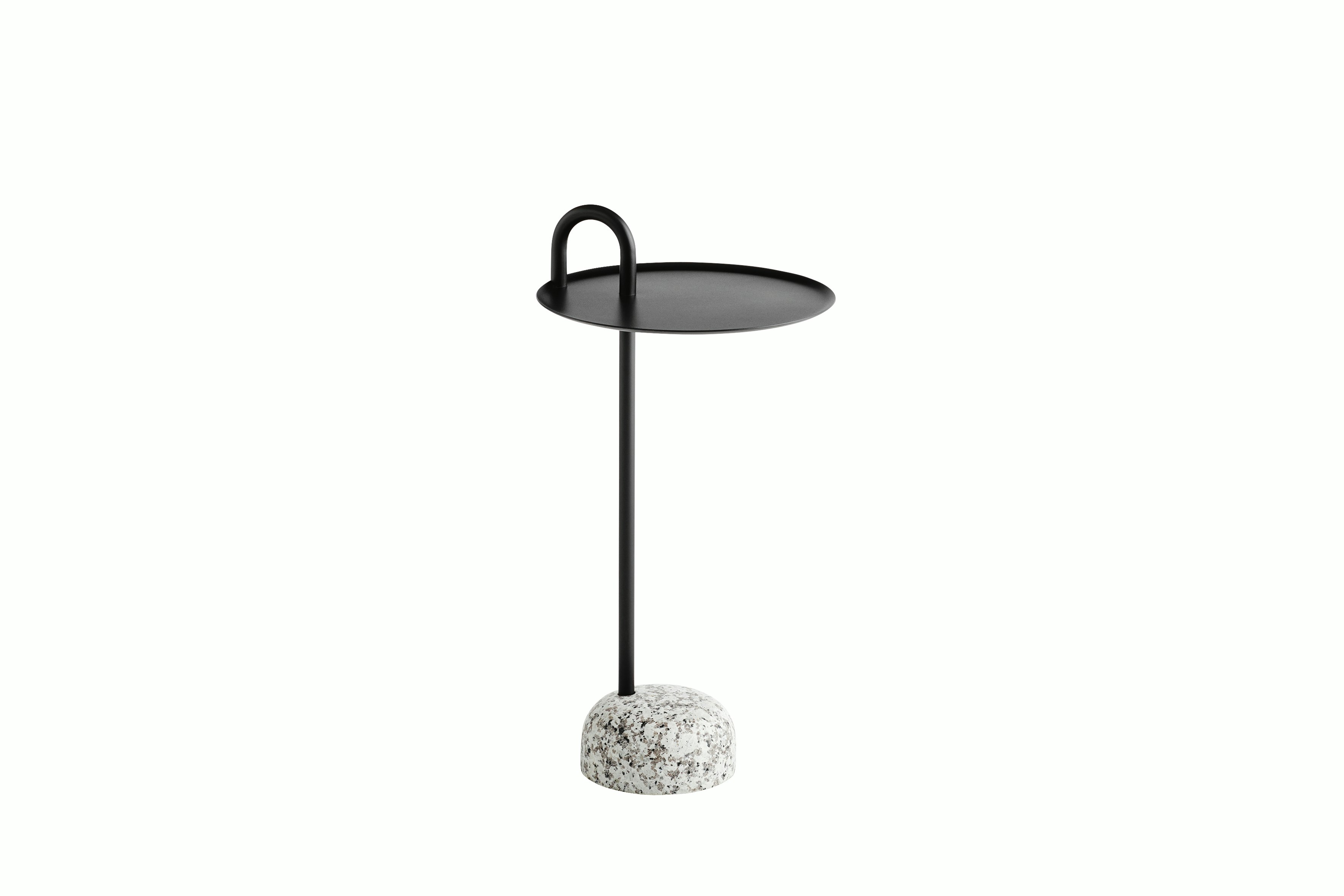 A black Bowler Side Table with marble base.