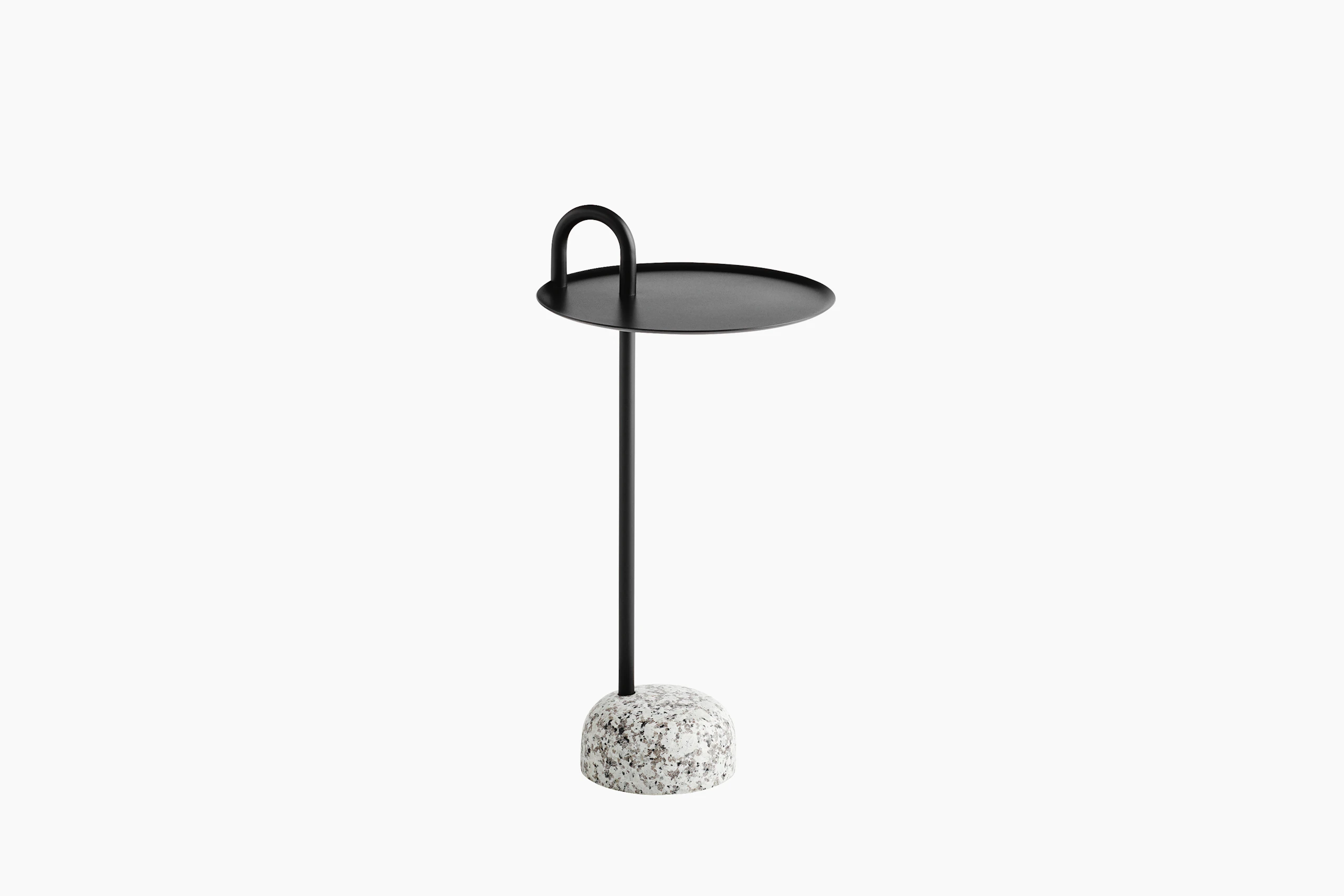 A black Bowler Side Table with marble base.