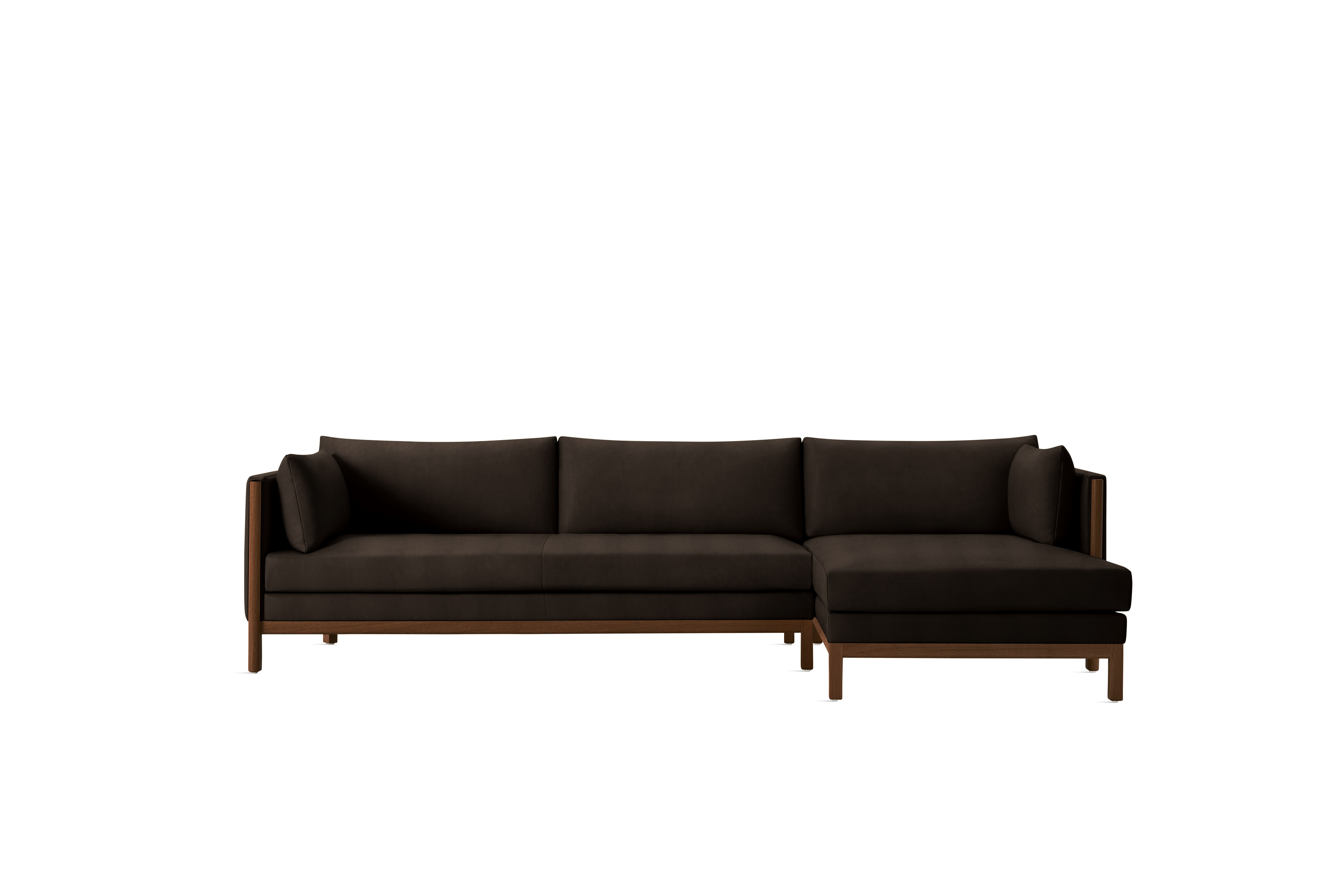 Emmy Sectional - Crypton Sintra Velvet, Mink, Walnut, Right
