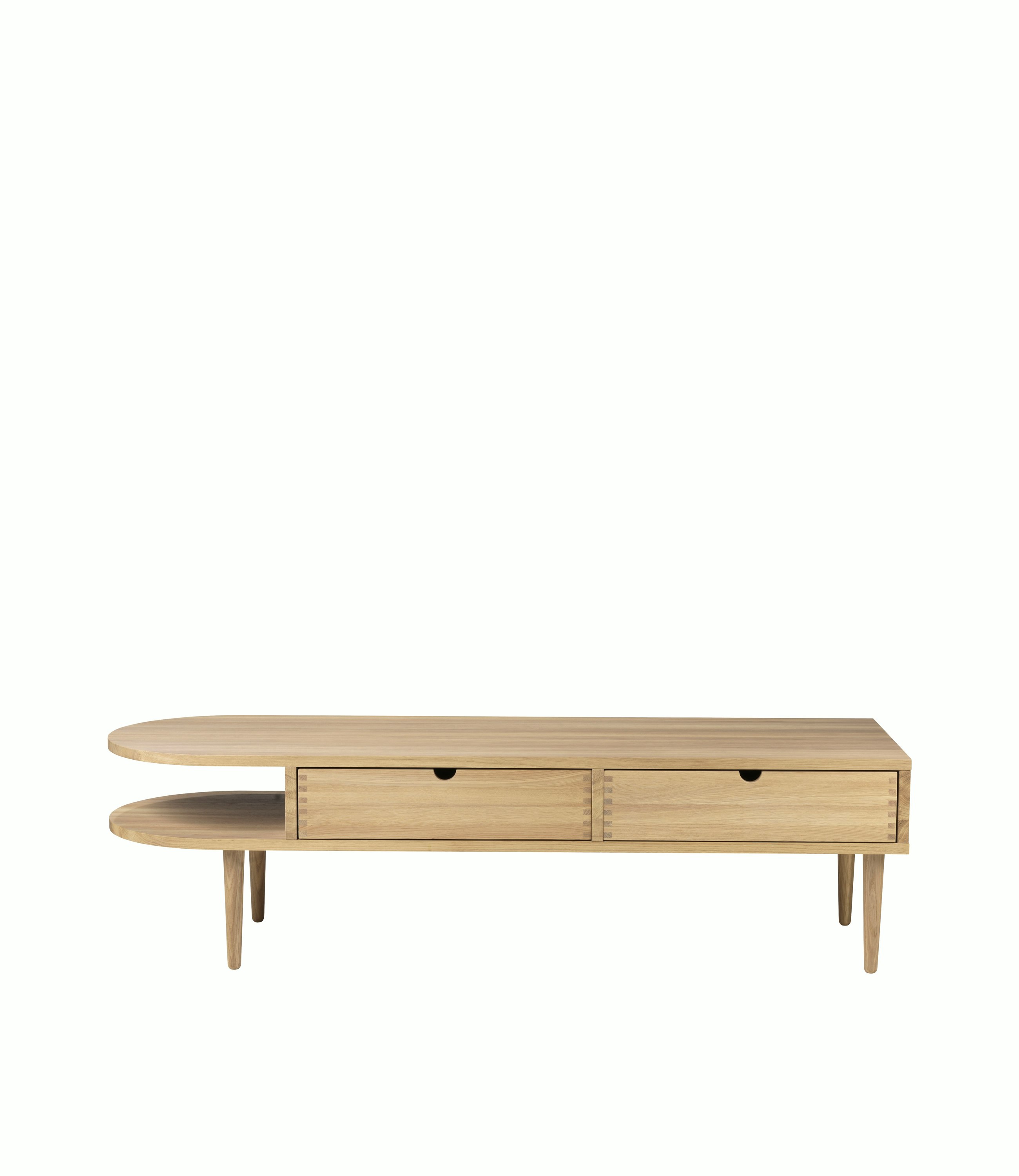 A F24 Storage Bench in Oak Natural viewed from the front.