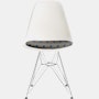 Eames Molded Recycled Plastic in White with Maharam Dots Damson and Wire Base